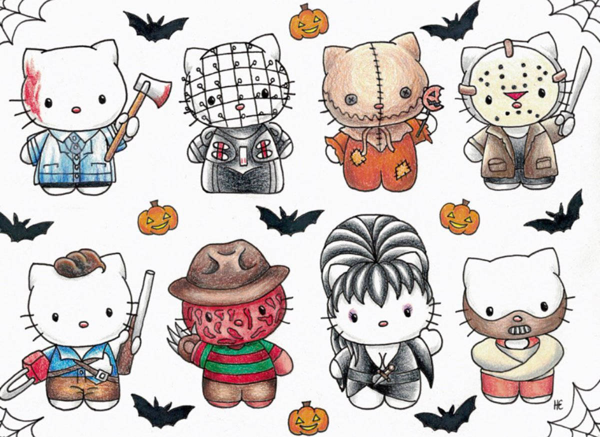 Hello Kitty 萬聖節素描藝術 壁紙