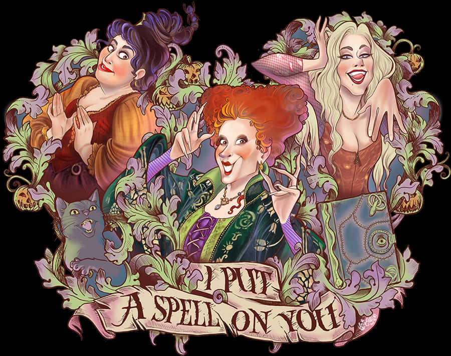 Hocus Pocus 桑德森三姐妹插画 壁紙