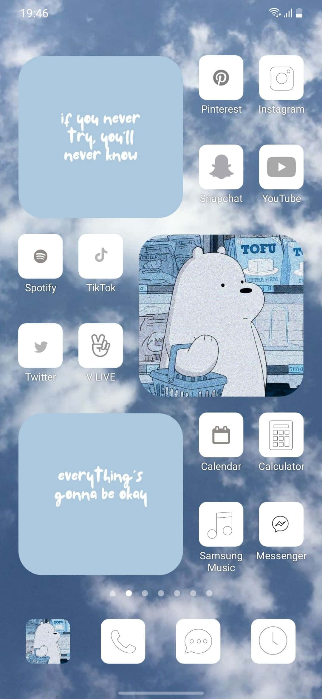 iOS 應用程式的螢幕截圖，有一隻熊和一片天空 壁紙