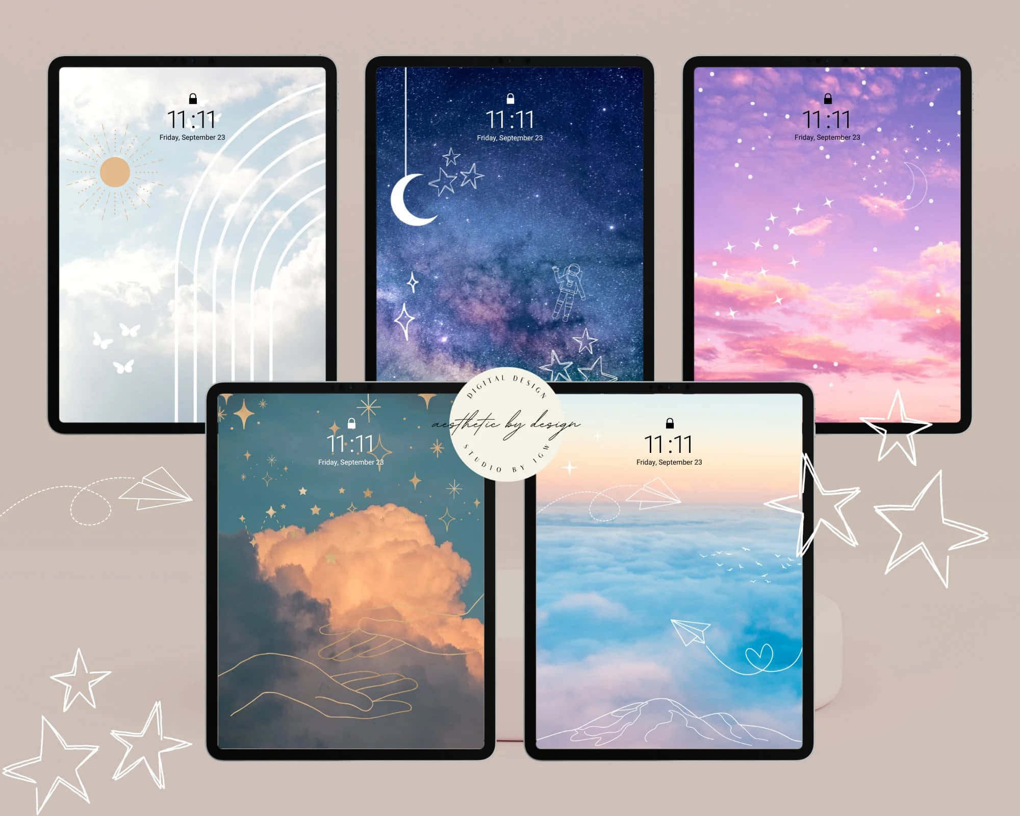 夢幻藍色漸層中的iPad 壁紙