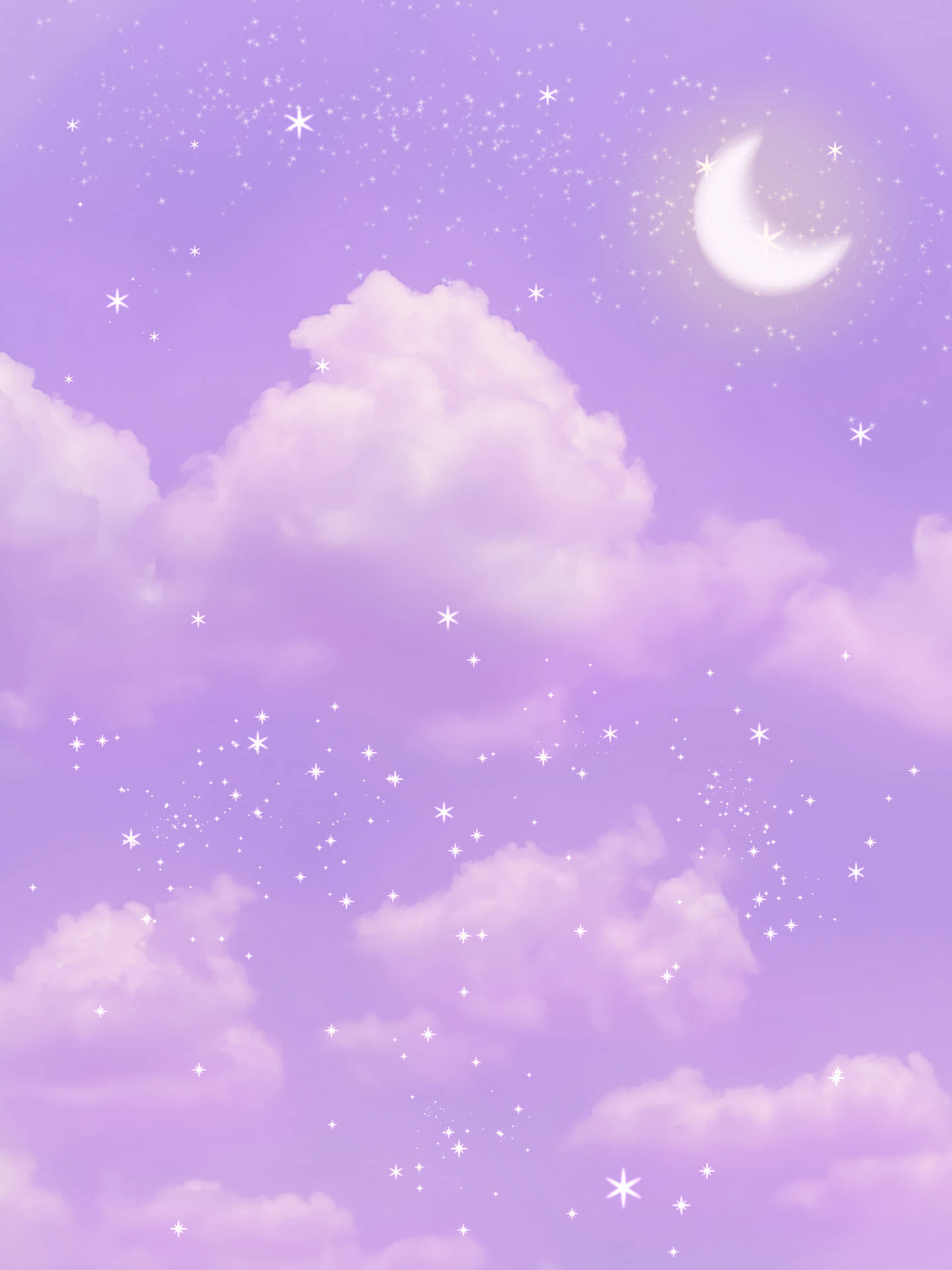 粉彩紫罗兰天空与星星的iPad壁纸 壁紙