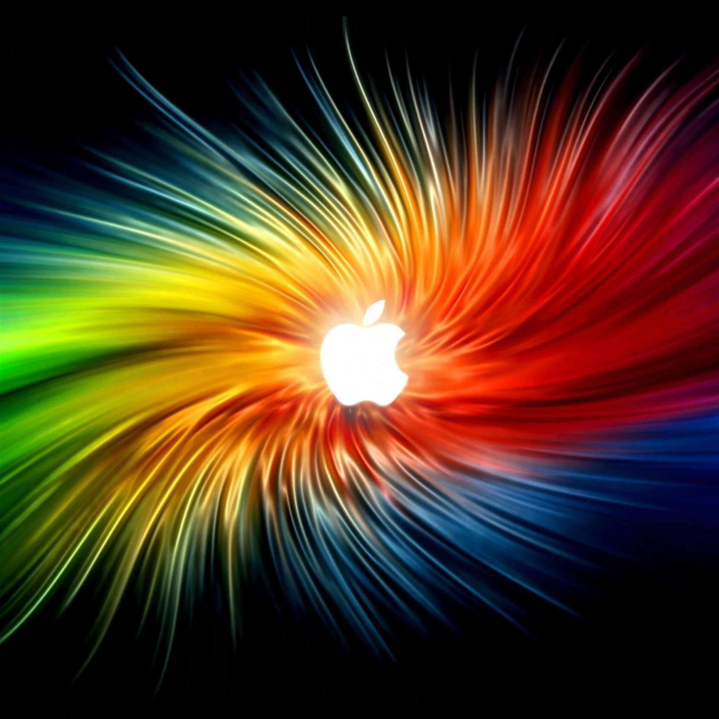 iPad Pro 苹果标志彩虹布料 壁紙