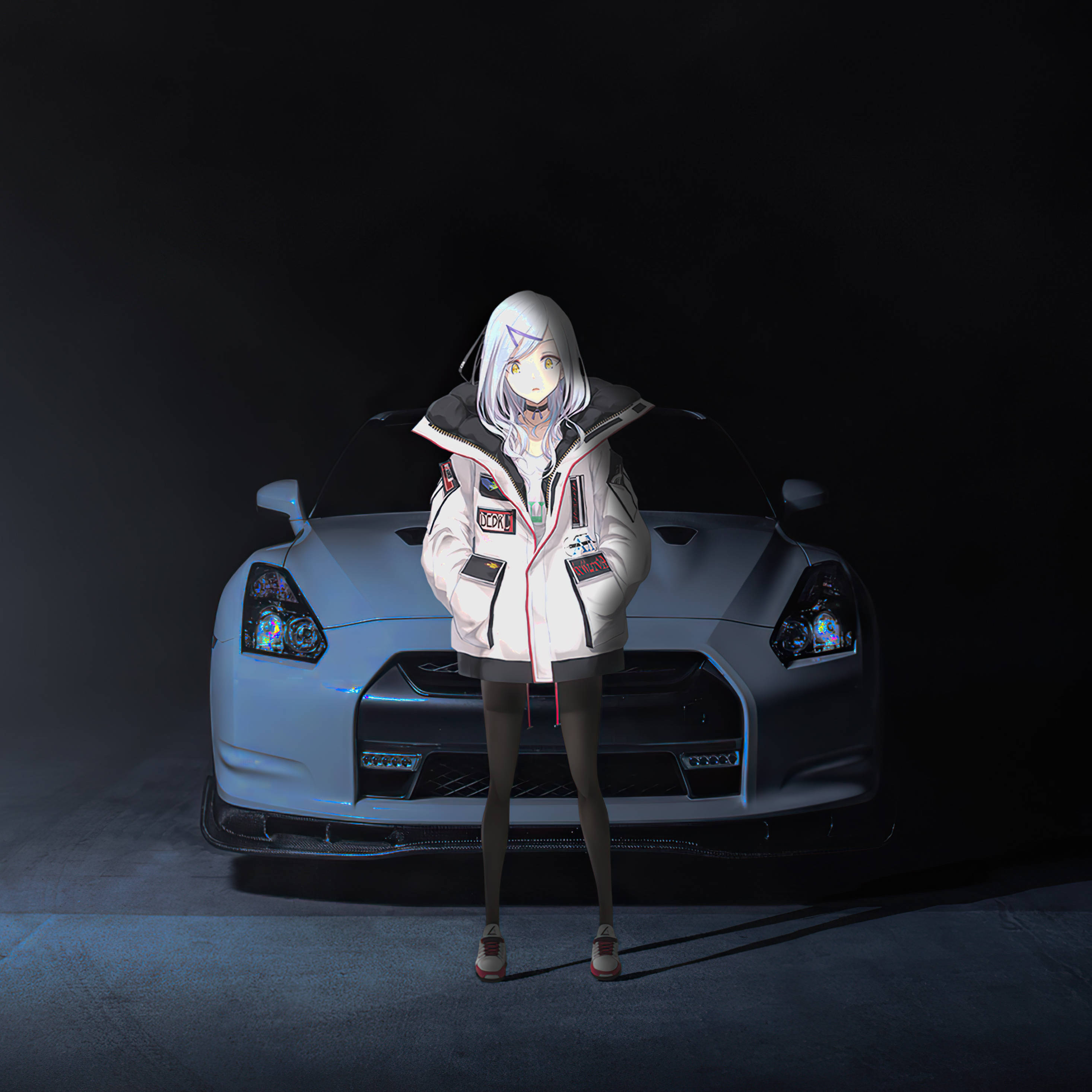 動漫女孩與車 iPad桌布 壁紙