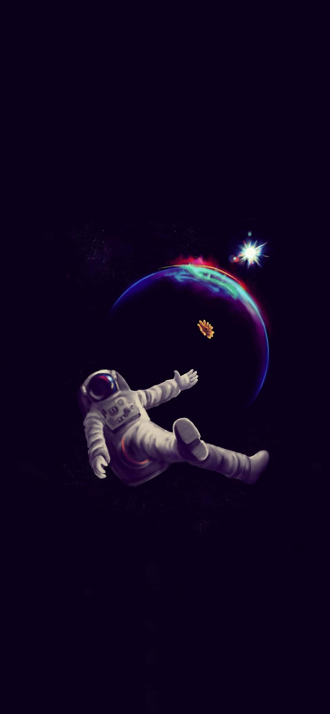 代表两个世界的碰撞——这款宇航员iPhone壁纸将宇宙的无限可能带到你的口袋中。 壁紙
