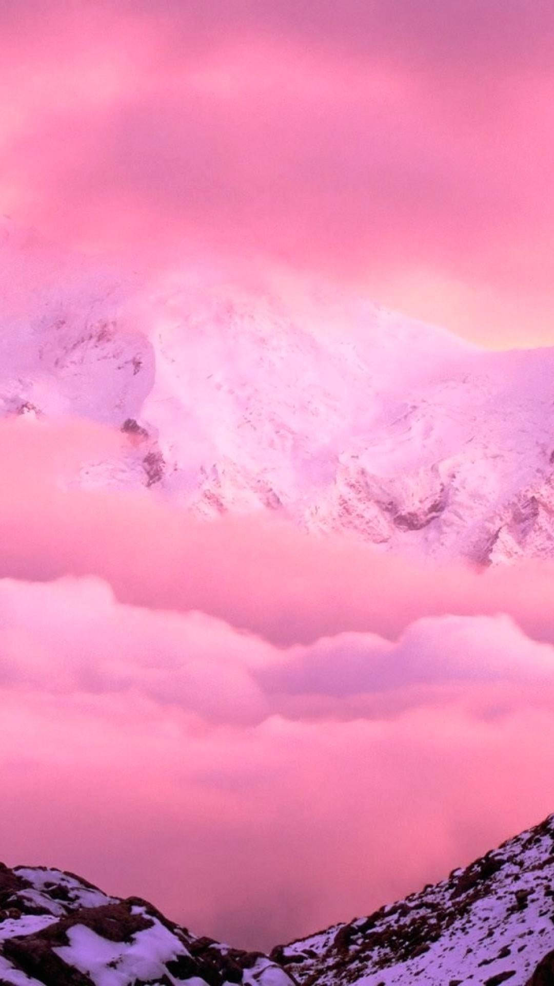iPhone粉色美學雪山 壁紙