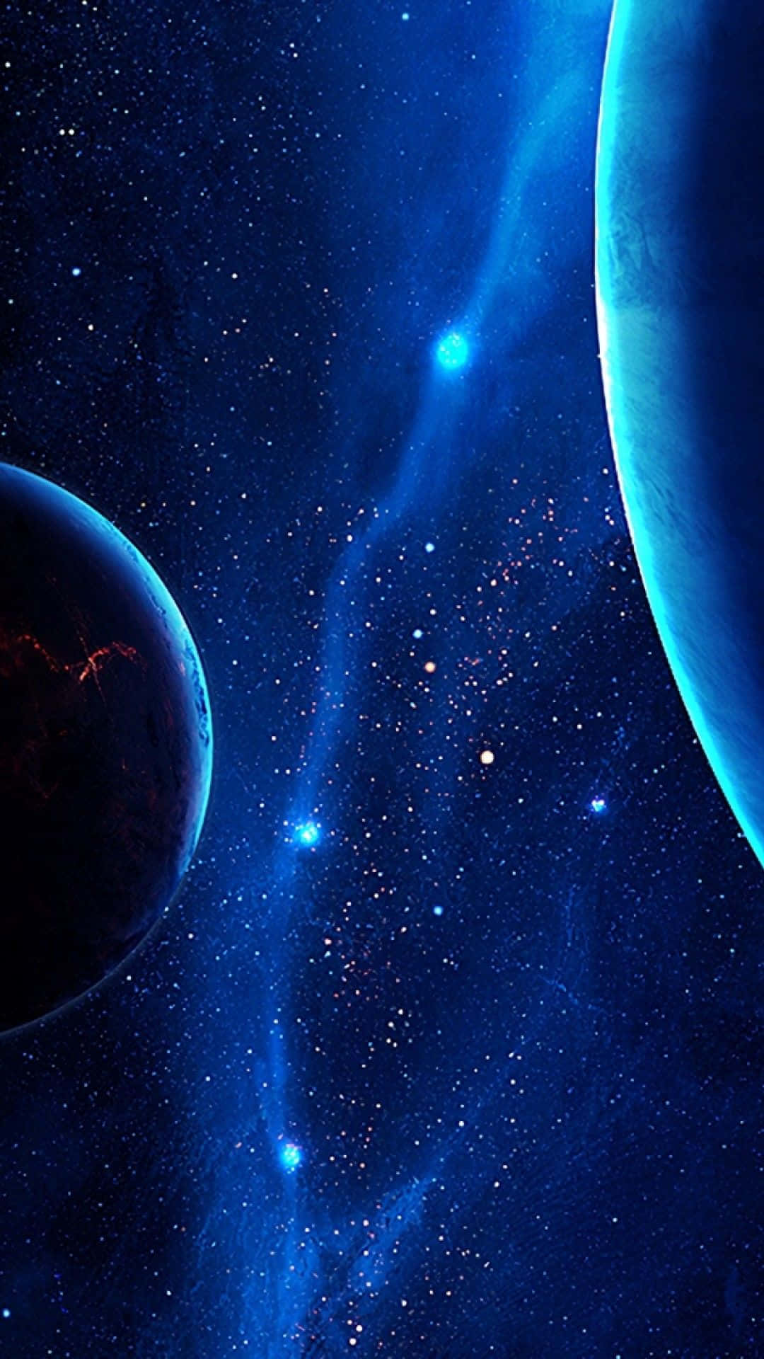 藍色宇宙中閃爍的星辰 iPhone 壁紙