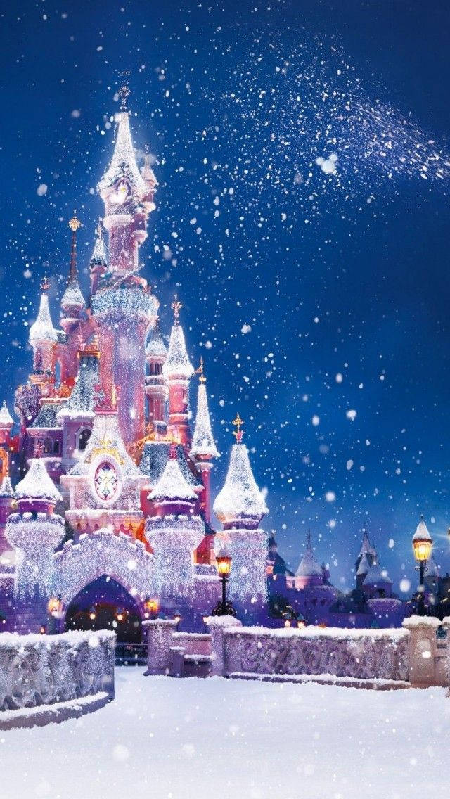 迪士尼聖誕iPhone雪中城堡 壁紙