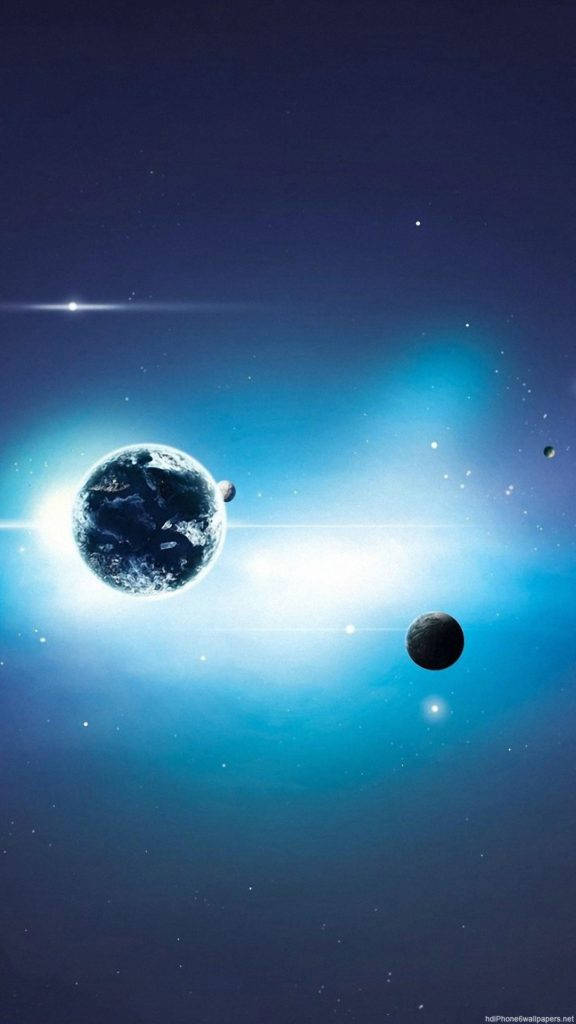行星與藍光太空iPhone 壁紙