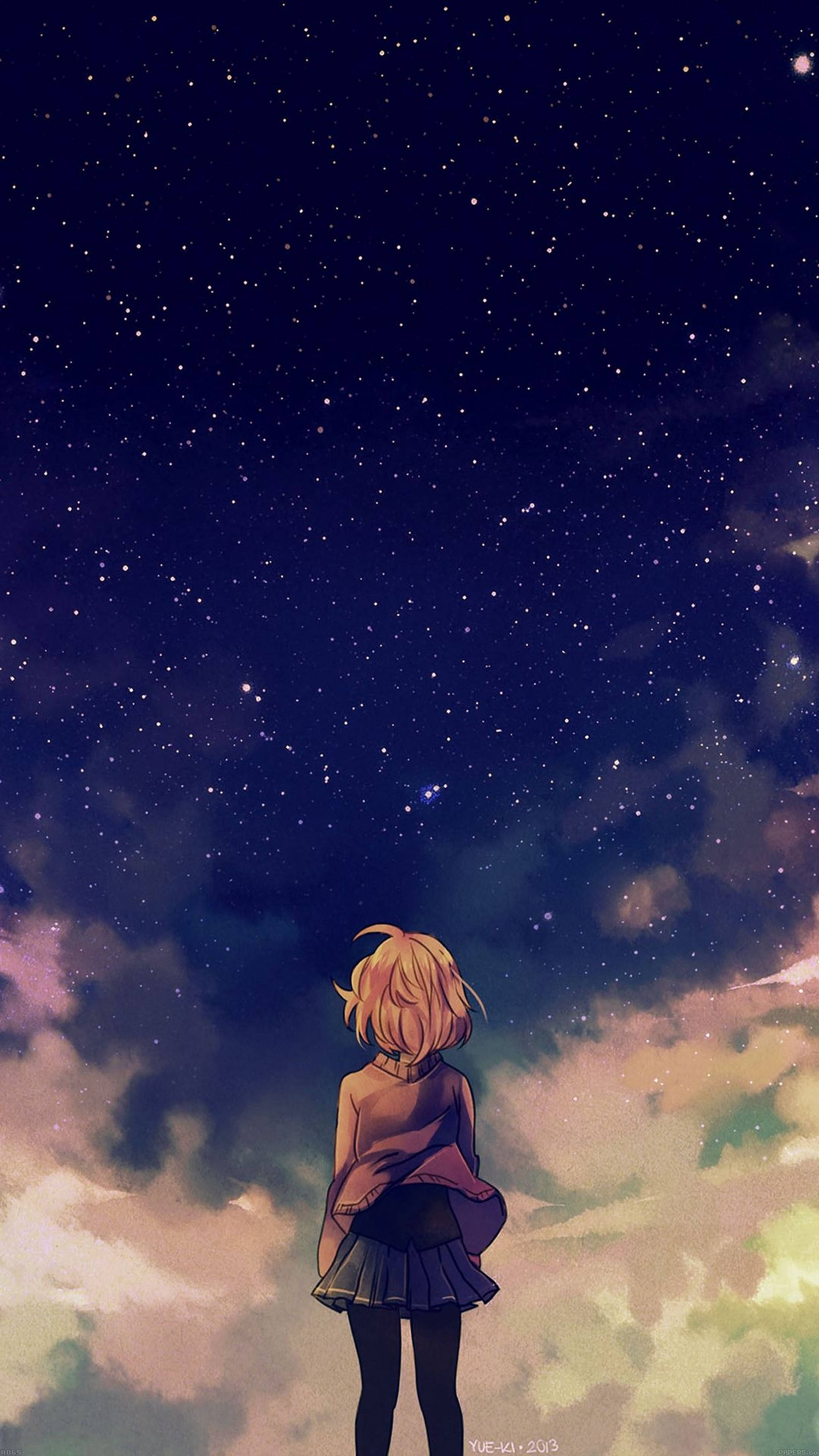 動漫少女星空iPhone桌布 壁紙