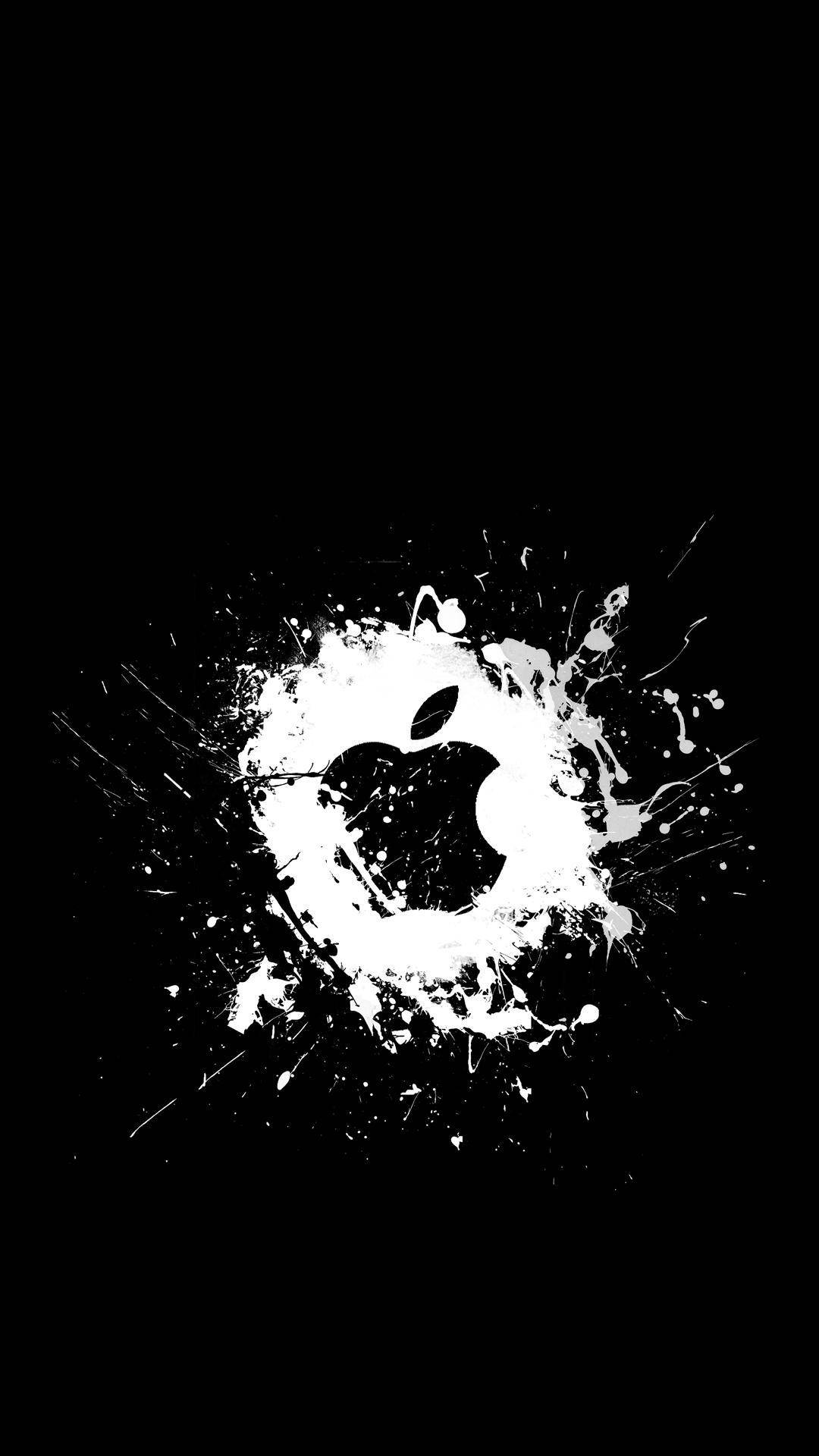 白色潑濺黑色蘋果標誌iPhone 壁紙