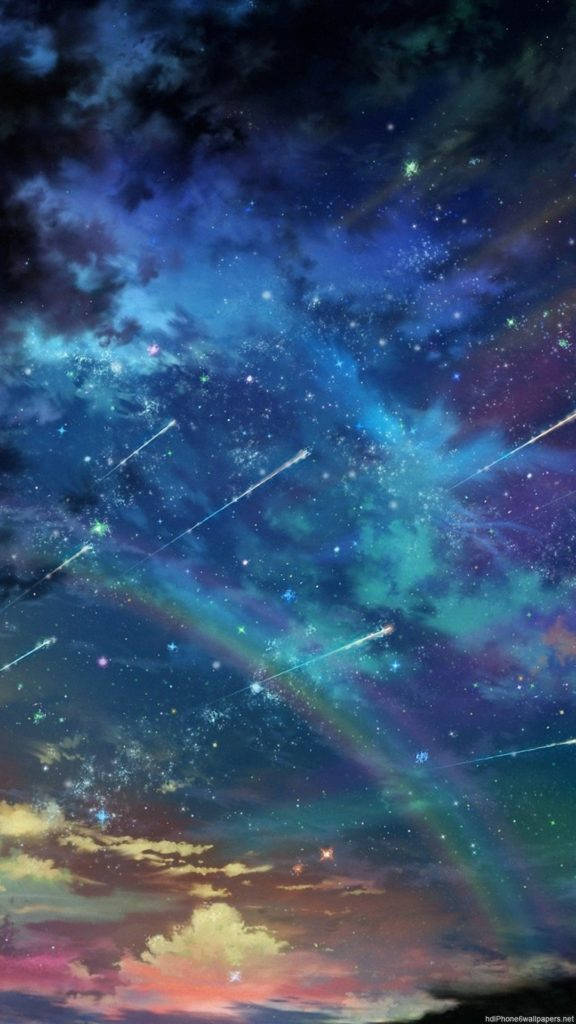 彩虹與流星太空iPhone 壁紙