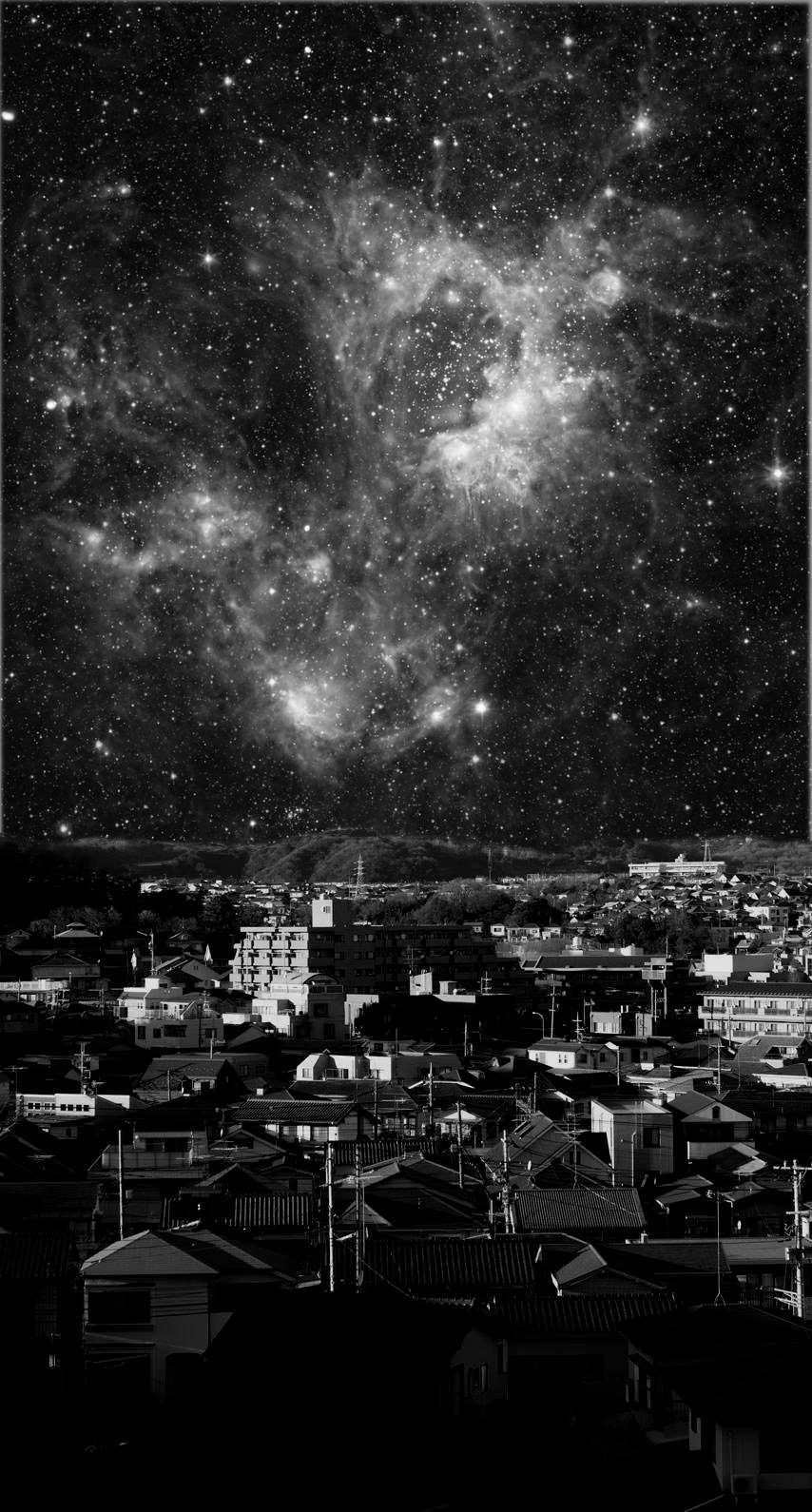 復古iPhone暗夜城市星空 壁紙