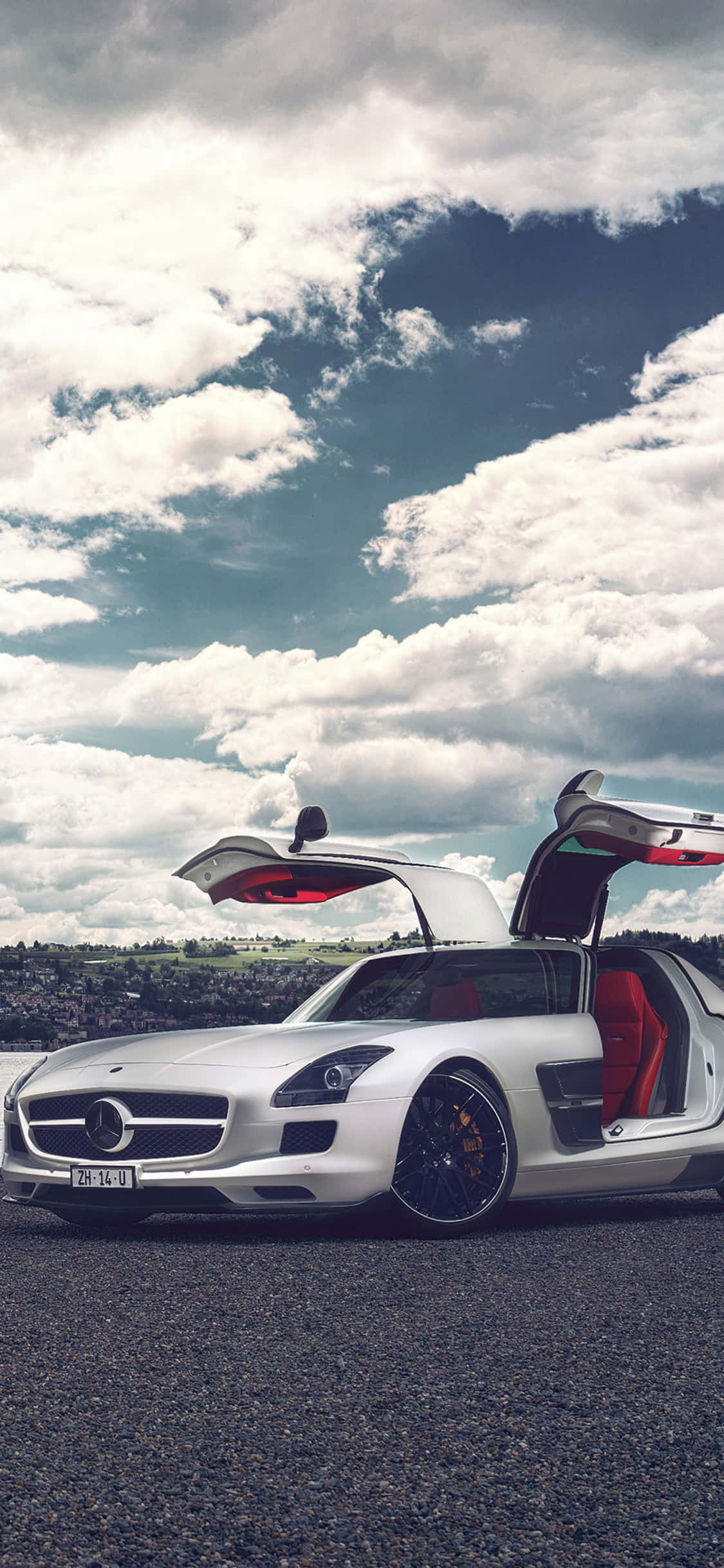 iPhone X AMG GT-R 背景 敞開車門 SLS AMG 壁紙