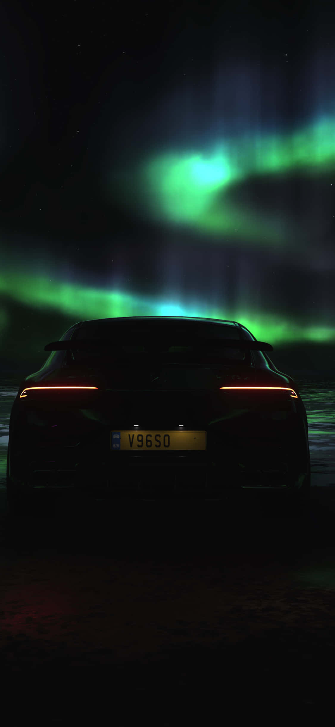 iPhone X AMG GT-R背景与北极光 壁紙