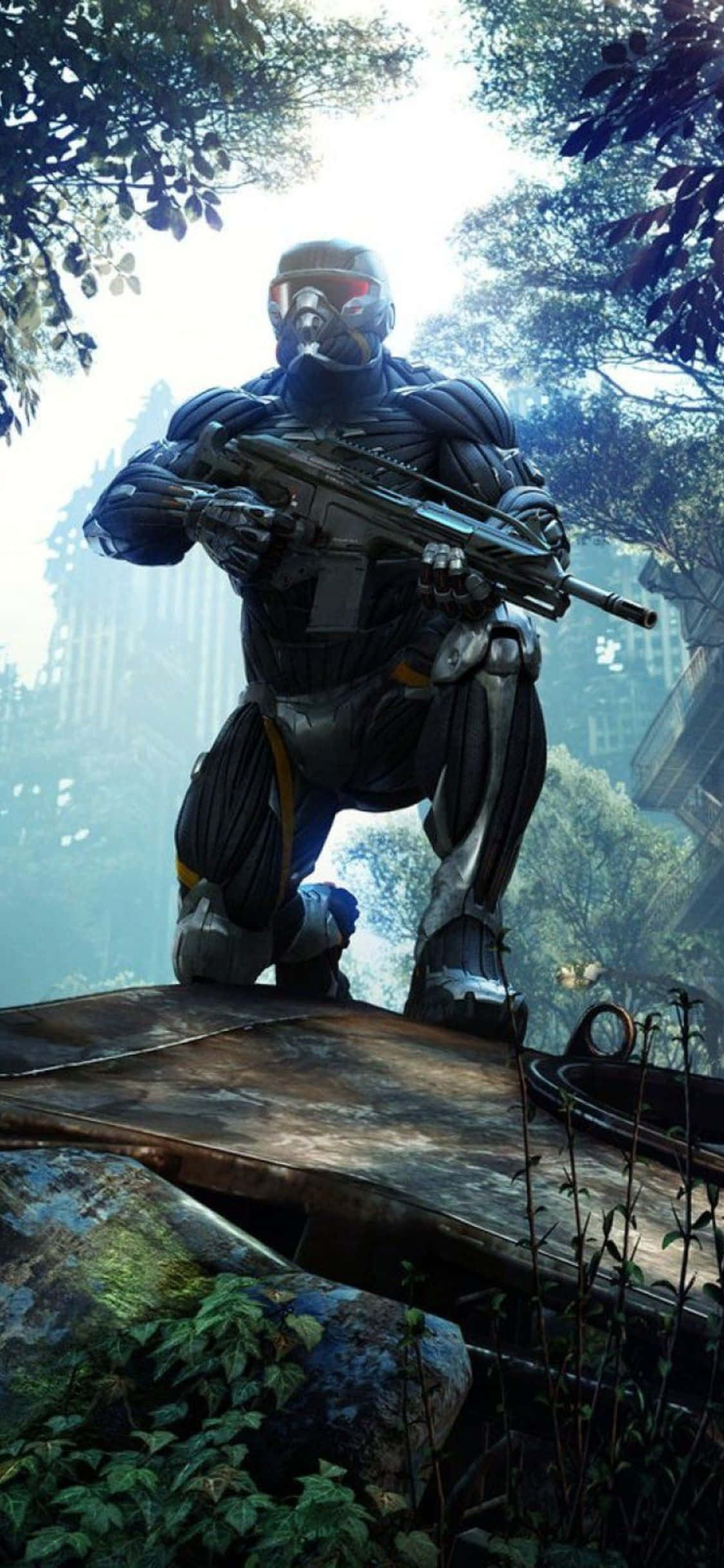 iPhone X Crysis 3 步槍森林背景 壁紙