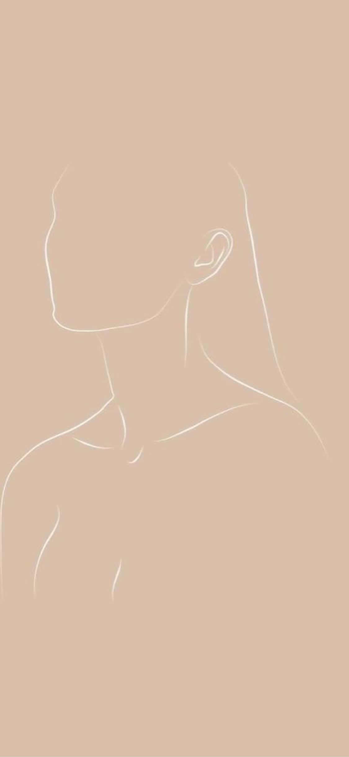 iPhone X 極簡女士線條藝術背景 壁紙