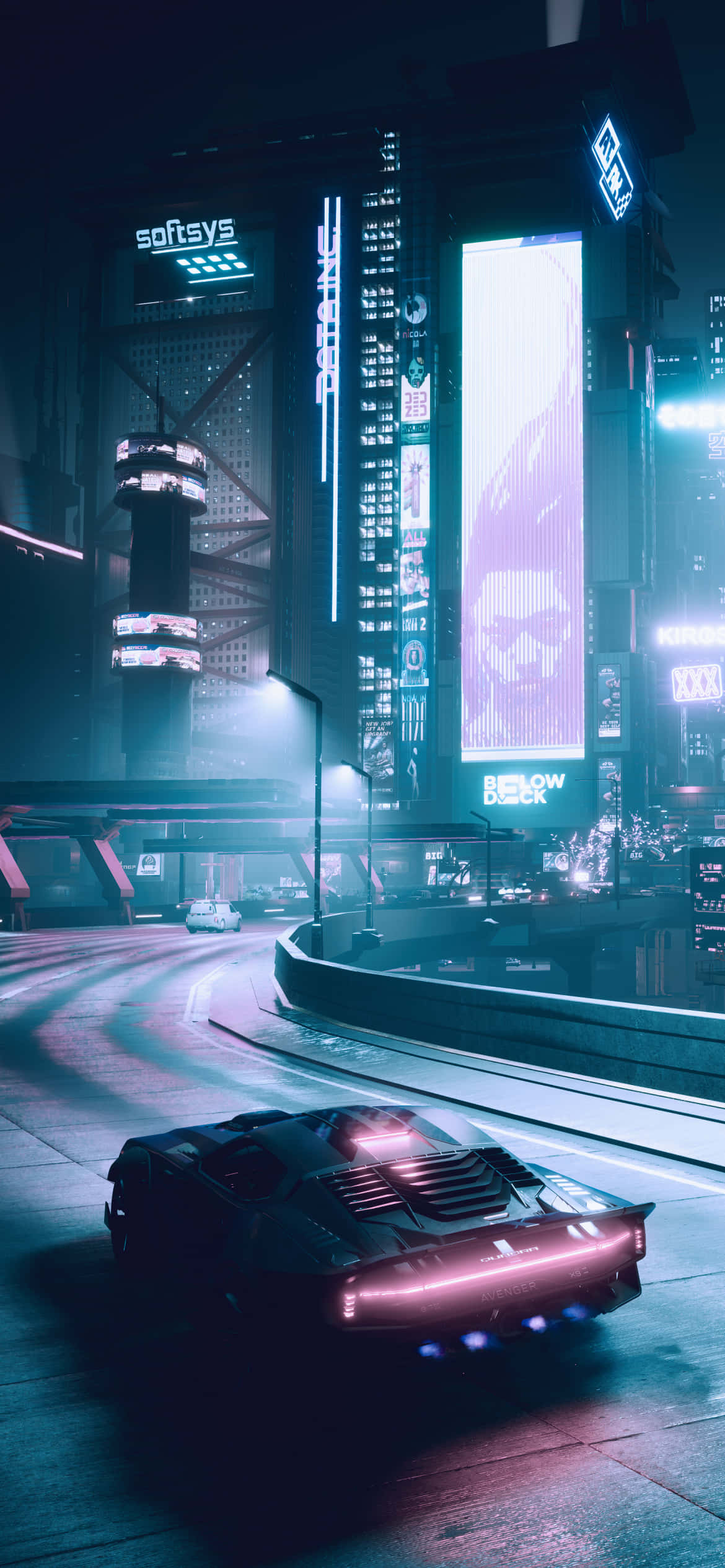 iPhone X Cyberpunk 2077 汽車行駛背景 壁紙