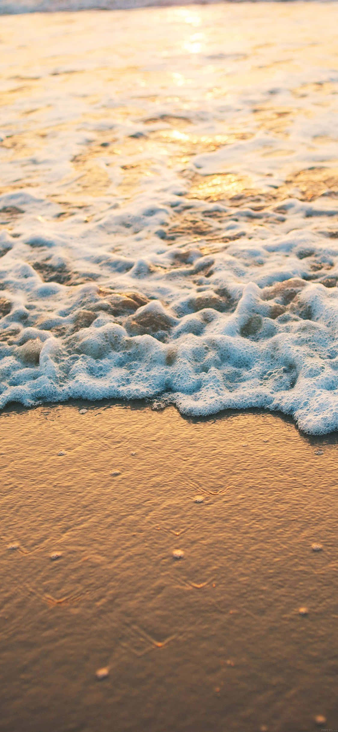 iPhone XS 海滩 海浪泡沫背景 壁紙