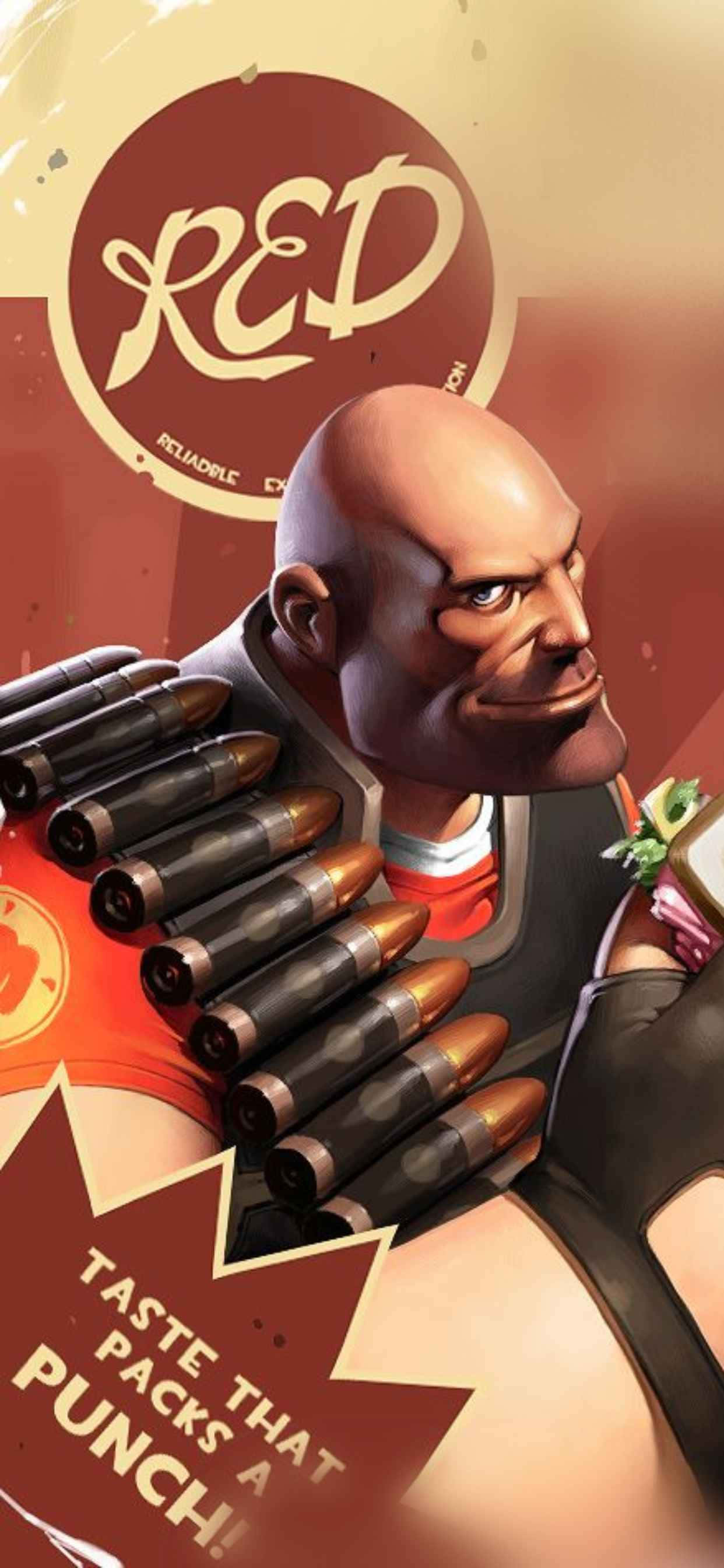紅色重裝兵角色 iPhone Xs Max 《團隊堡壘2》背景 壁紙