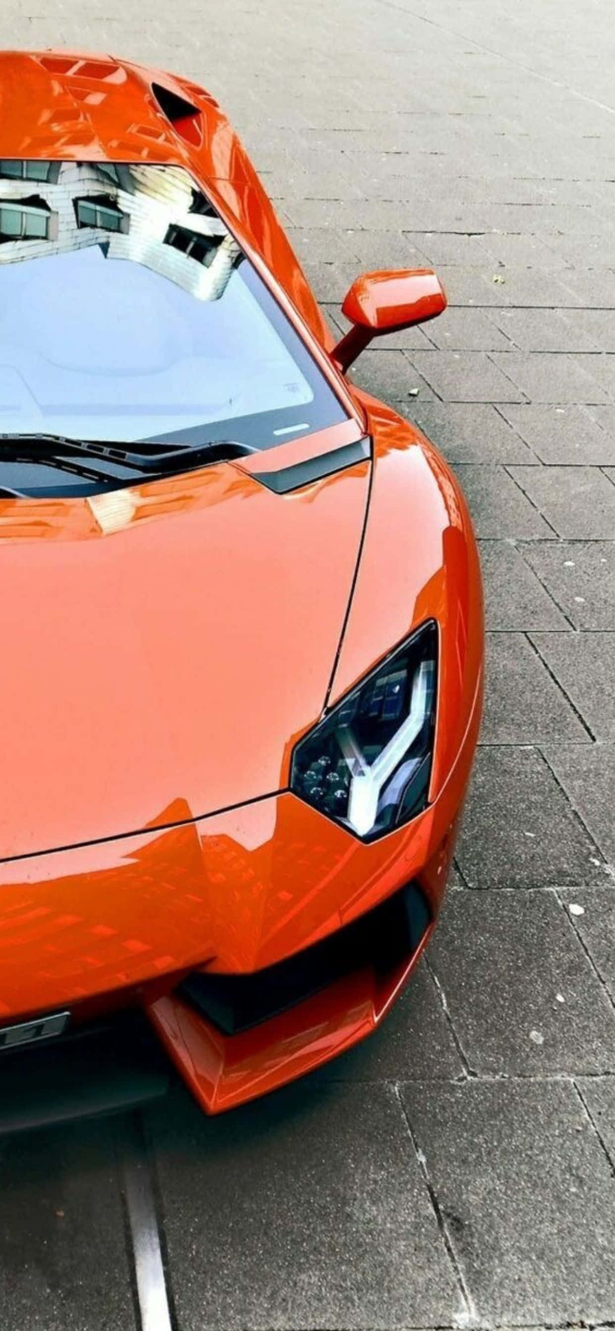 iPhone XS Max 橙色兰博基尼Aventador背景 壁紙
