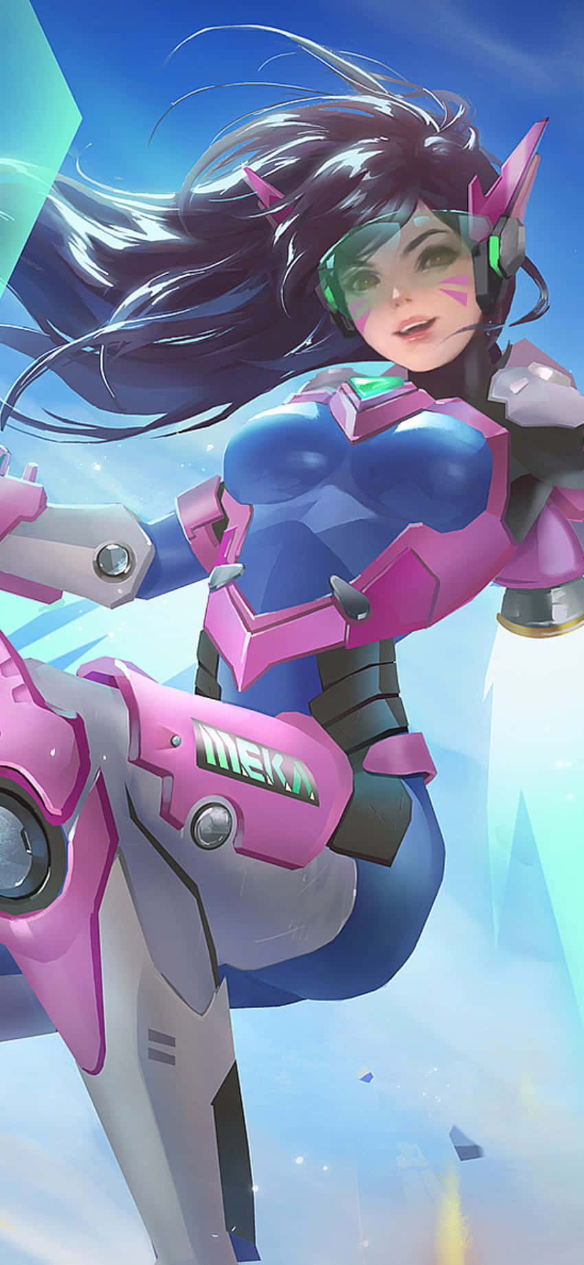 iPhone XS Max《鬥陣特攻》背景 D.Va 空中漂浮 壁紙
