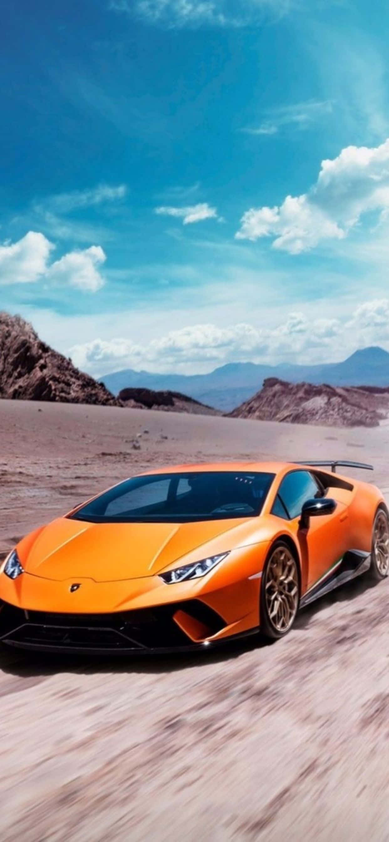 iPhone XS Max Lamborghini橘色Huracan EVO背景 壁紙