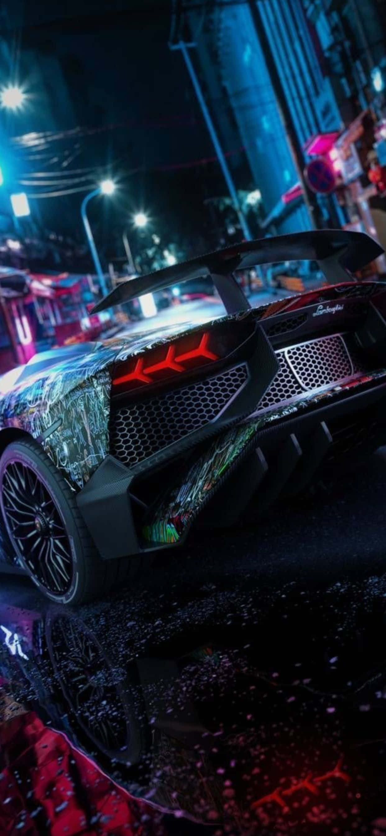 iPhone XS Max Lamborghini Aventador 後方背景 壁紙