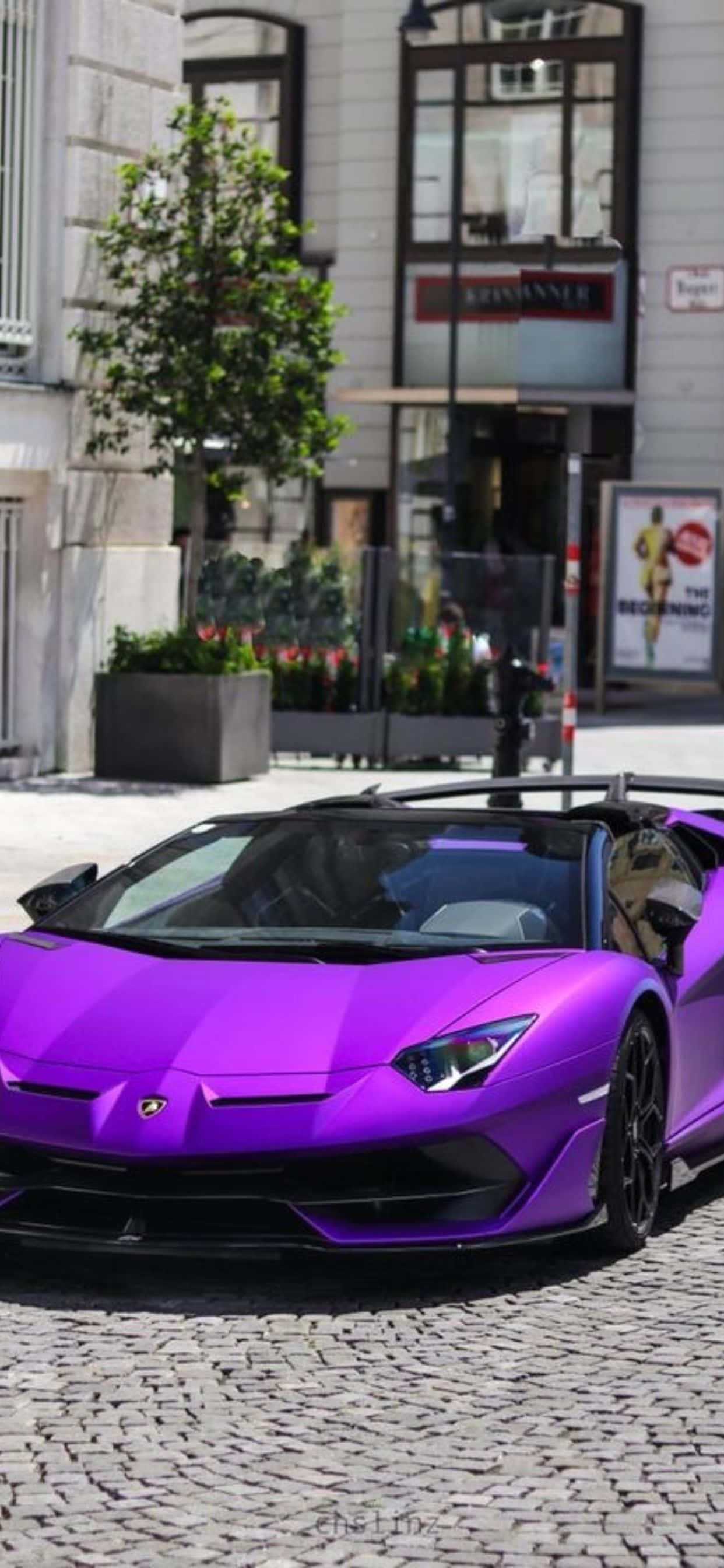 iPhone XS Max 紫色 Lamborghini Aventador 背景 壁紙