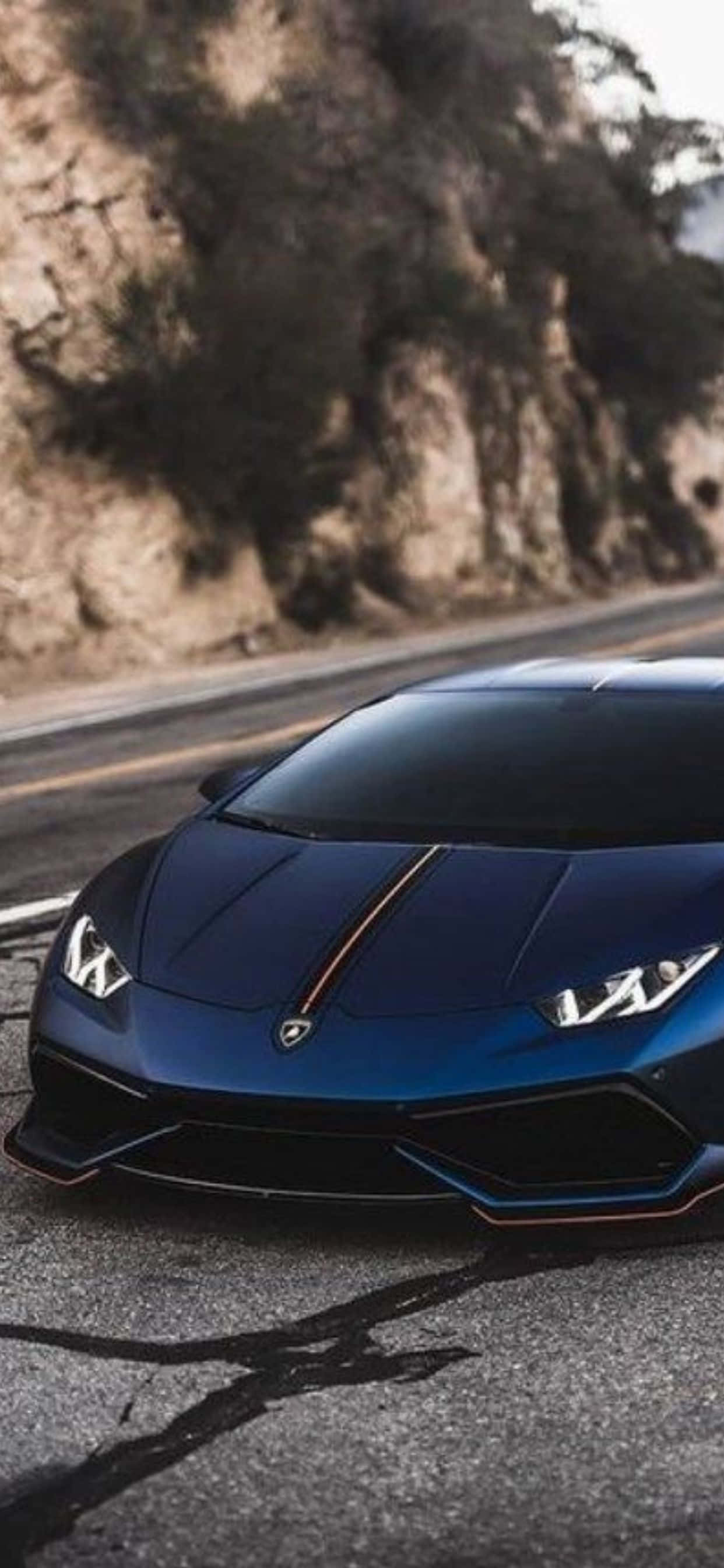 iPhone XS Max 蓝色 Lamborghini Huracan 背景 壁紙