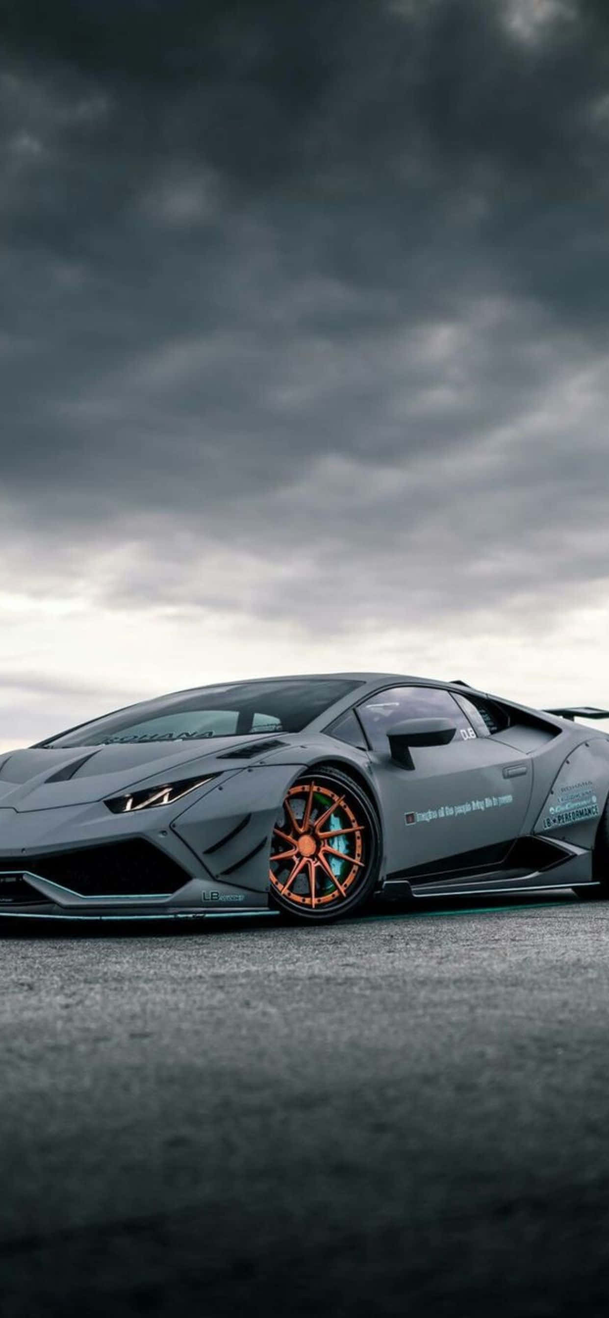 iPhone XS Max Lamborghini 灰色汽車背景 壁紙