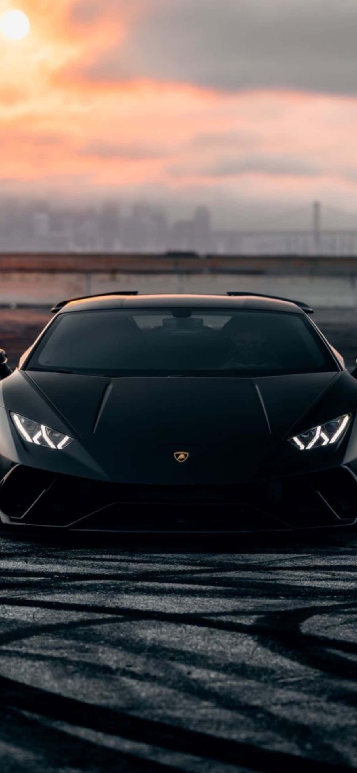 iPhone XS Max Lamborghini黑色Huracan背景 壁紙
