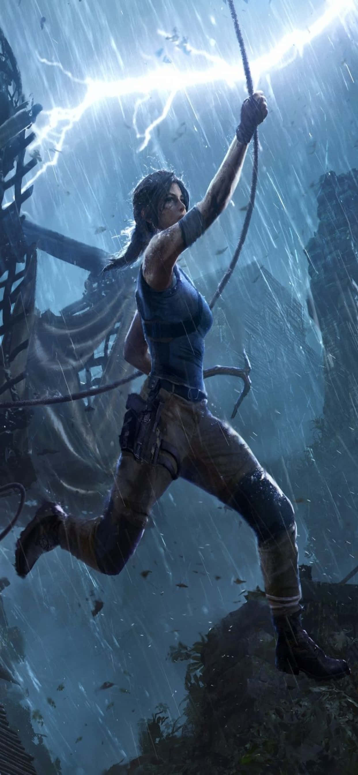 與 iPhone Xs Max 追隨 Lara Croft 的冒險 壁紙