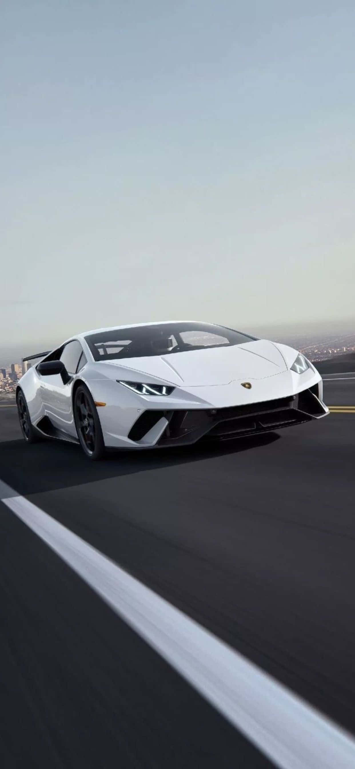 iPhone XS Max 白色蘭博基尼Huracan EVO背景 壁紙