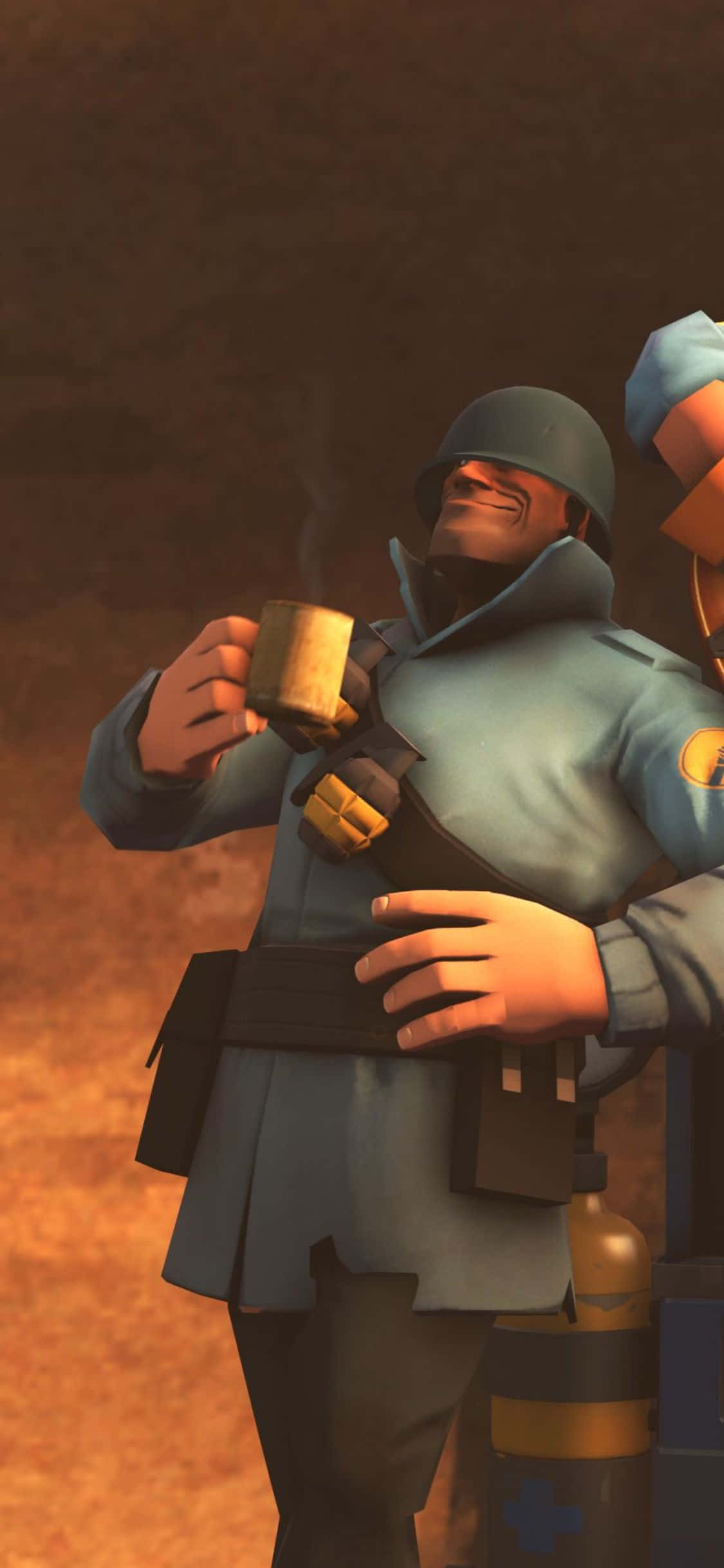 iPhone XS Team Fortress 2 藍色士兵背景 壁紙