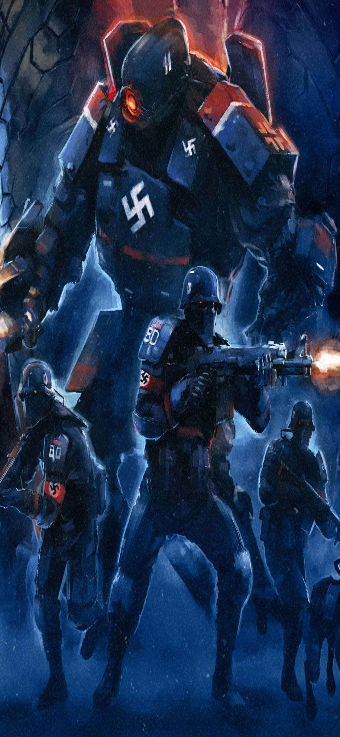 iPhone Xs Wolfenstein II 纳粹士兵背景 壁紙