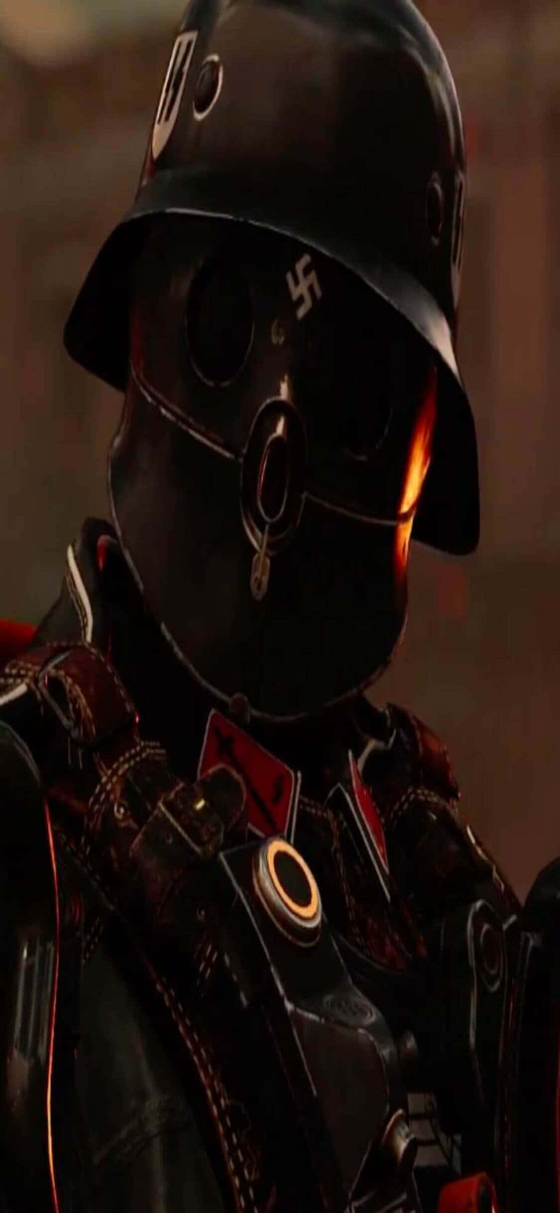 iPhone Xs Wolfenstein II 黑色纳粹制服背景 壁紙
