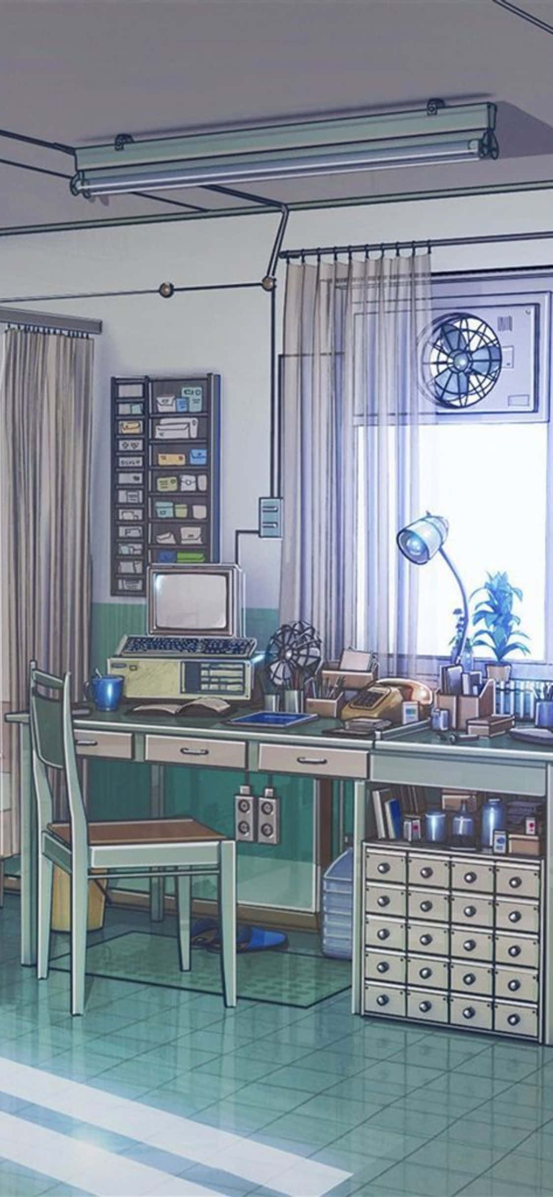iPhone XS Office With Cluttered Table Background 壁紙