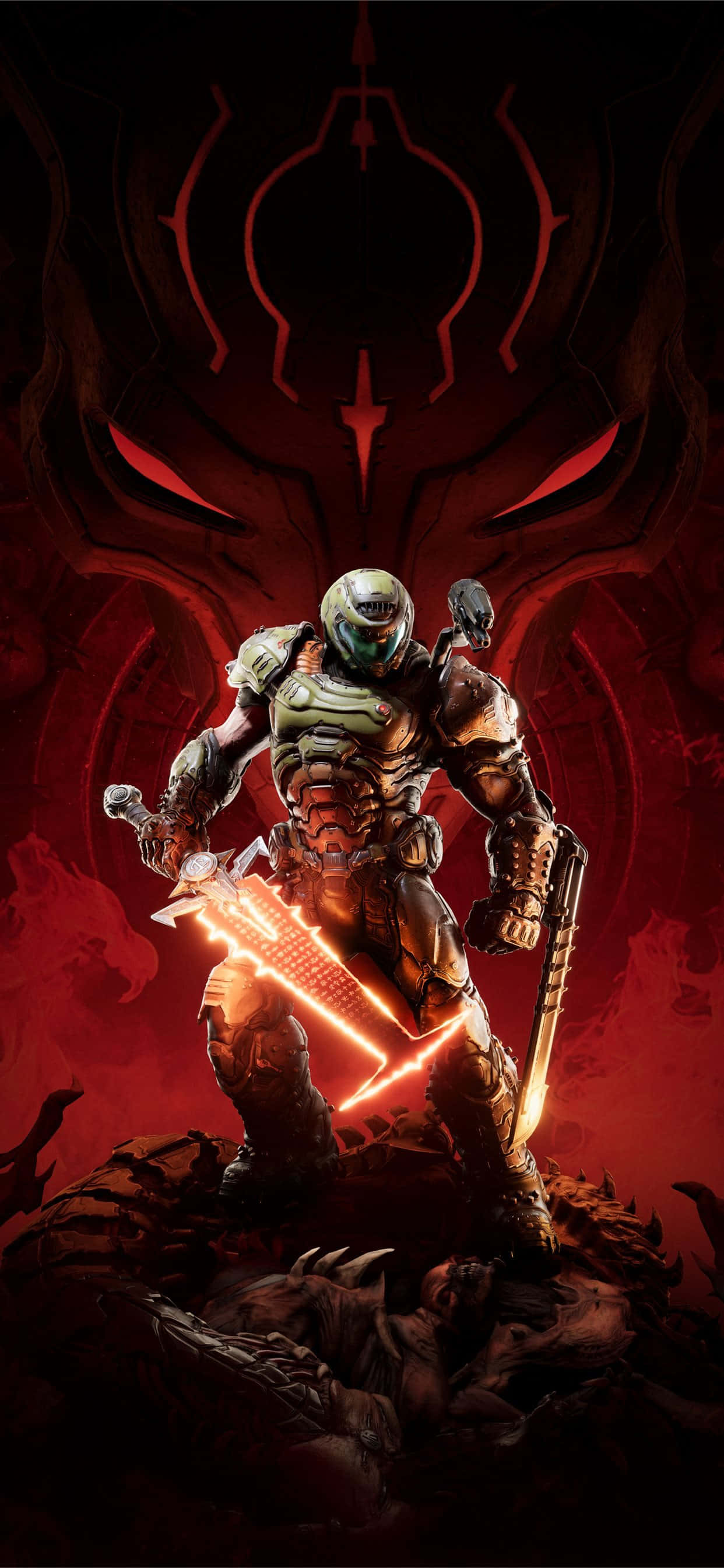 烈火與怒火：在iPhone上進入Doom Eternal的世界。 壁紙