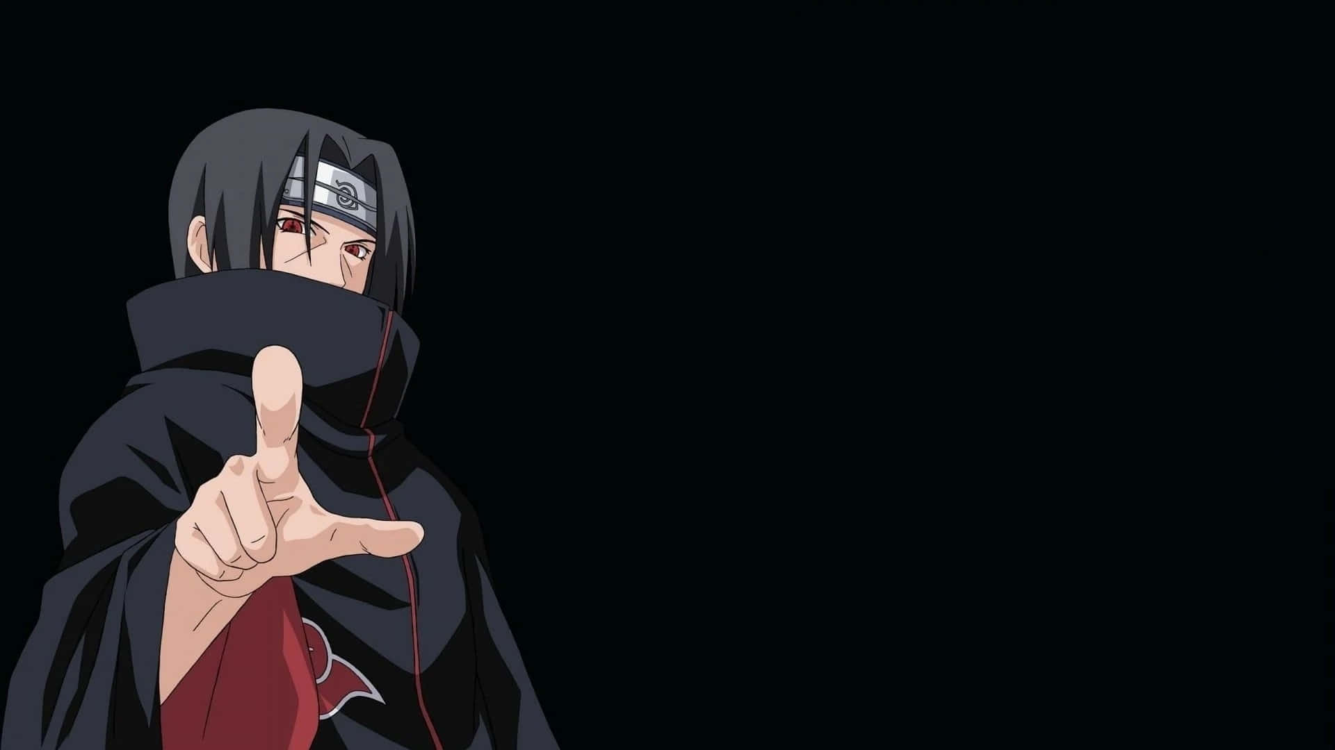 Itachi 美學 食指向前指 黑色背景 壁紙