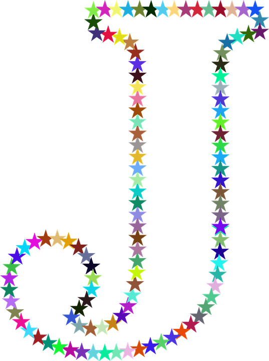 彩色星星图案组成字母J I 壁紙