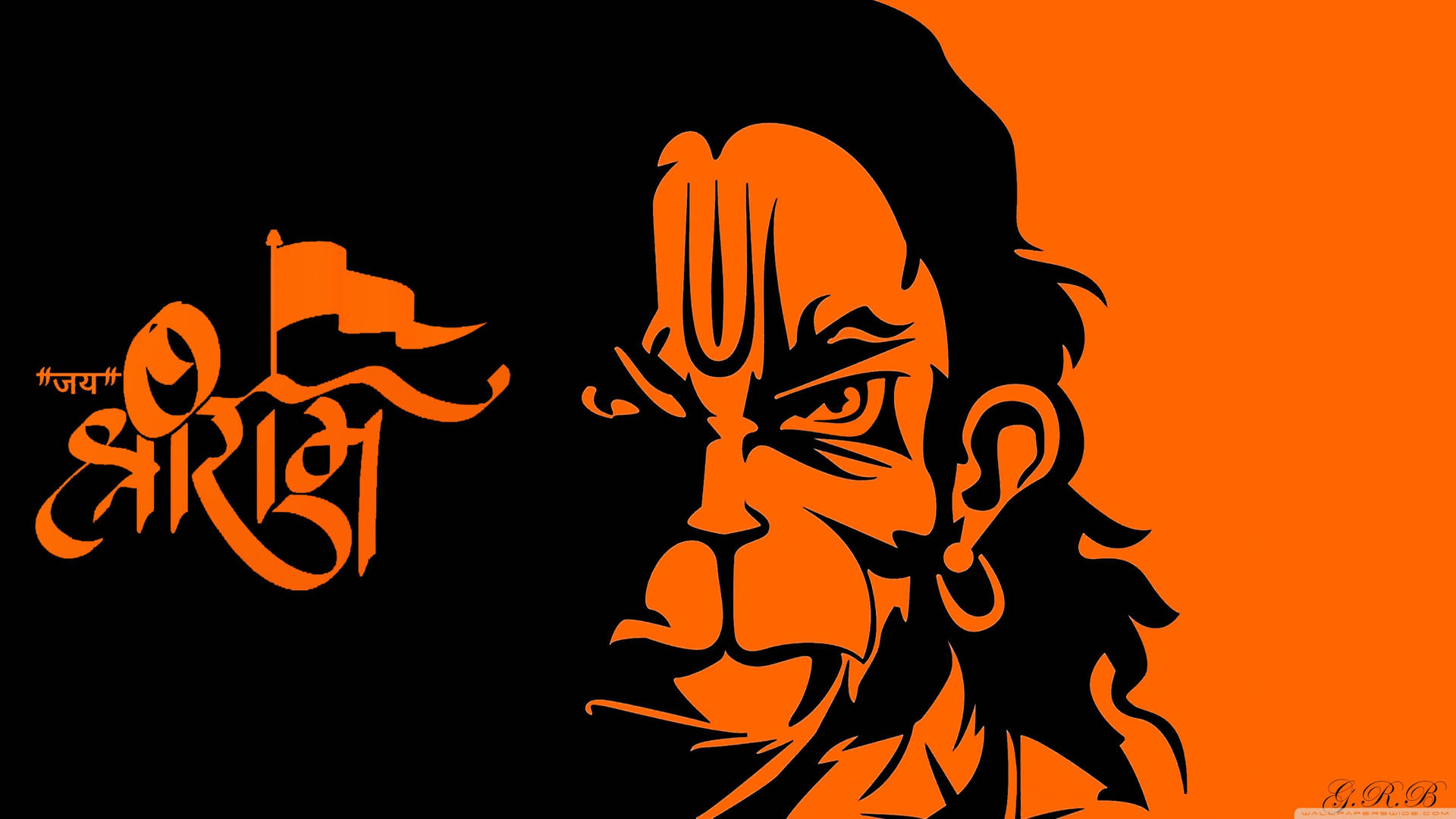 Jai Shree Ram HD 黑橙面容 — 極簡 壁紙