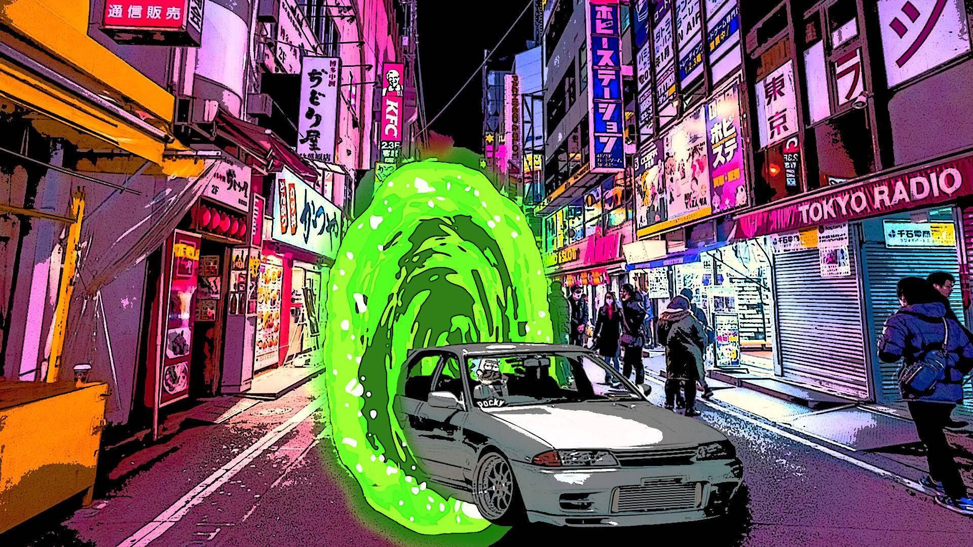 JDM美學瑞克和莫蒂藝術 壁紙