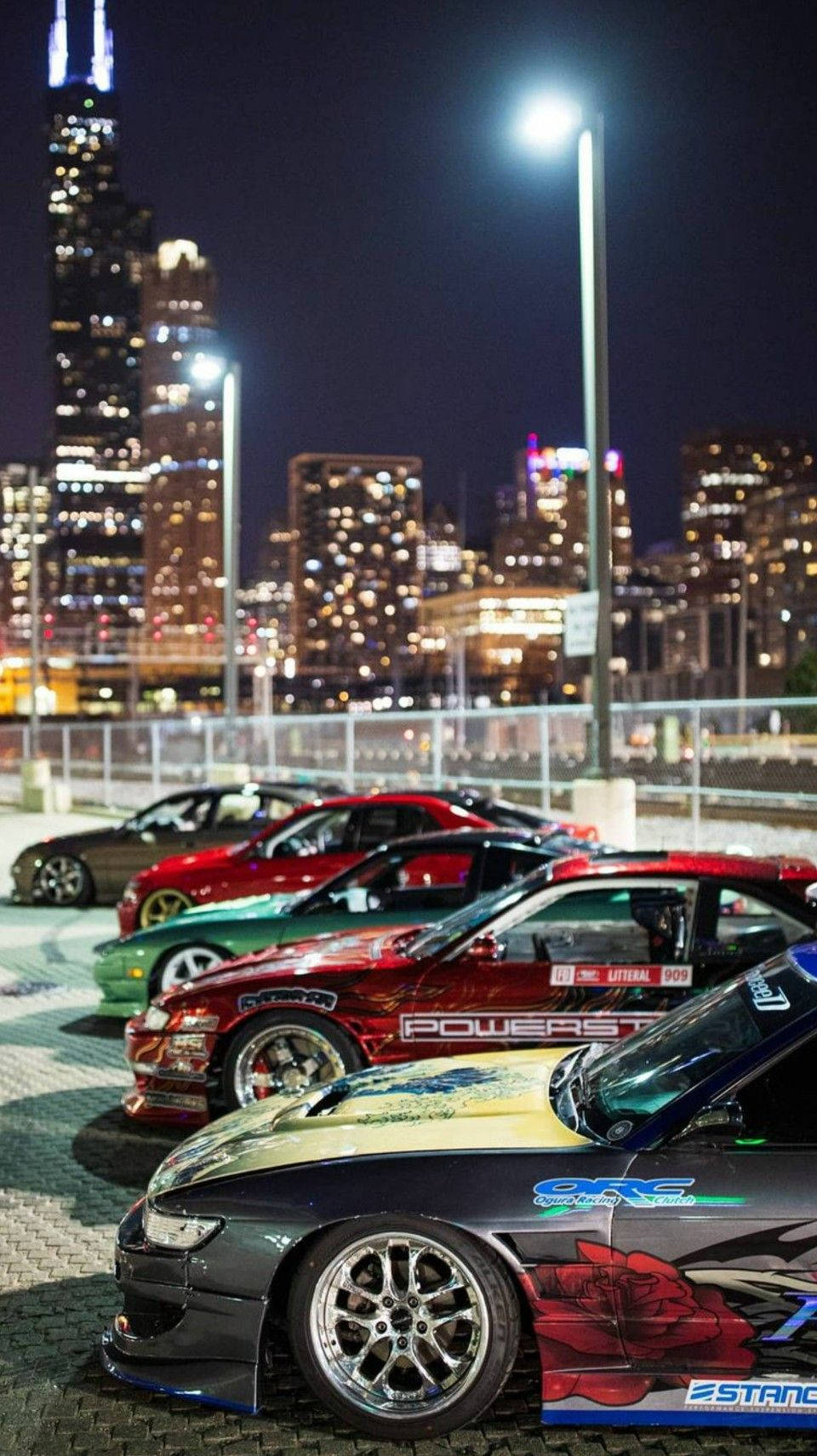 夜間一排JDM車車隊 壁紙