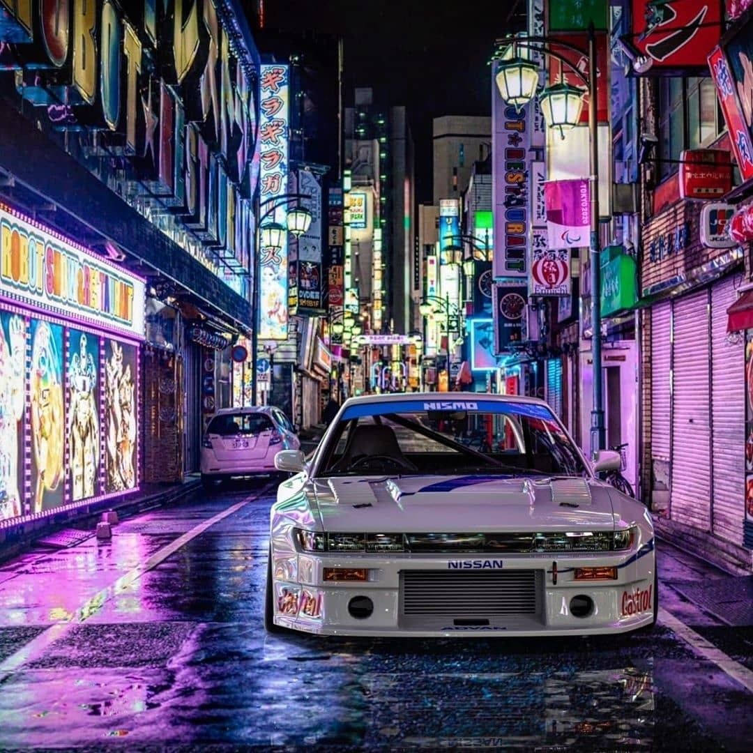 JDM 車款於繽彩小巷 壁紙