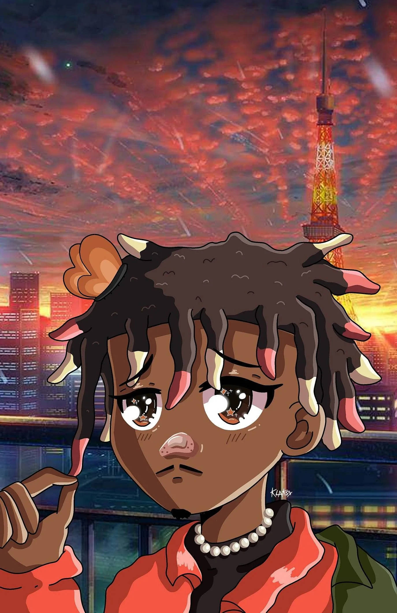 Juice Wrld 动漫风格日落天空壁纸 壁紙