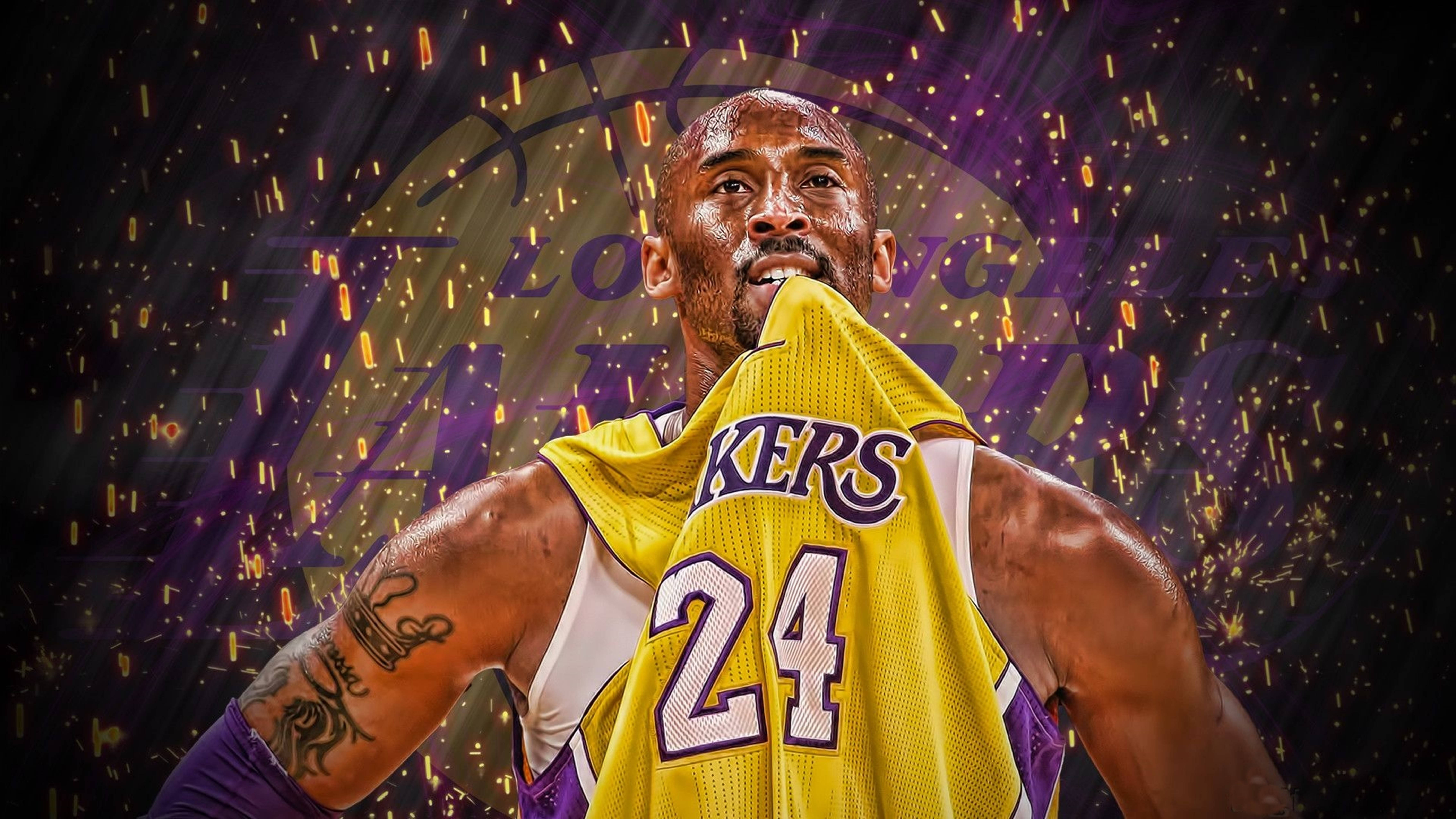 Kobe Bryant 咬球衣 4K 壁紙