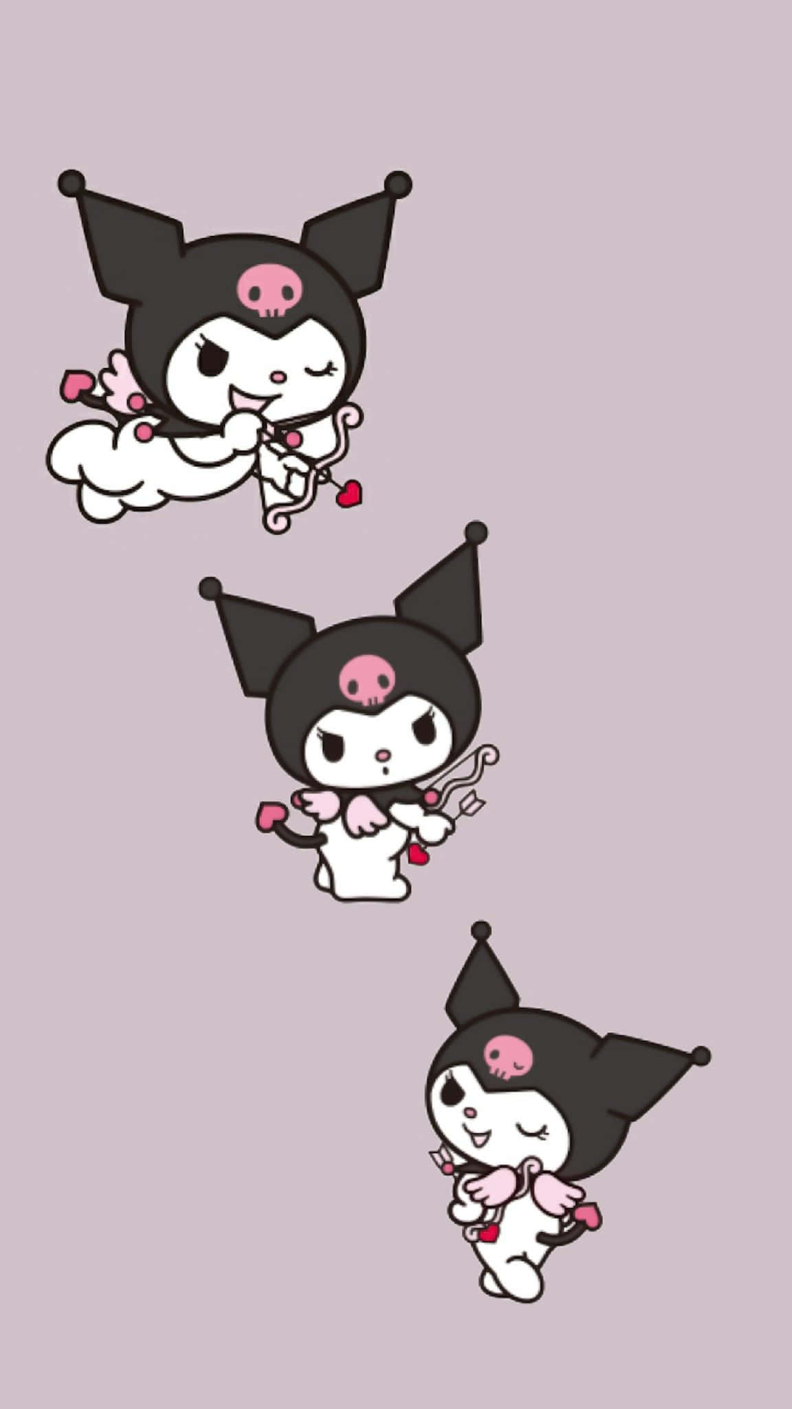 Kuromi iPhone 純灰背景 壁紙