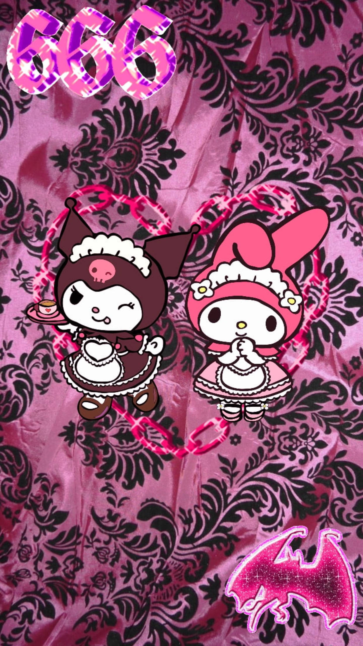 另类美学 Kuromi 与 Melody 壁紙