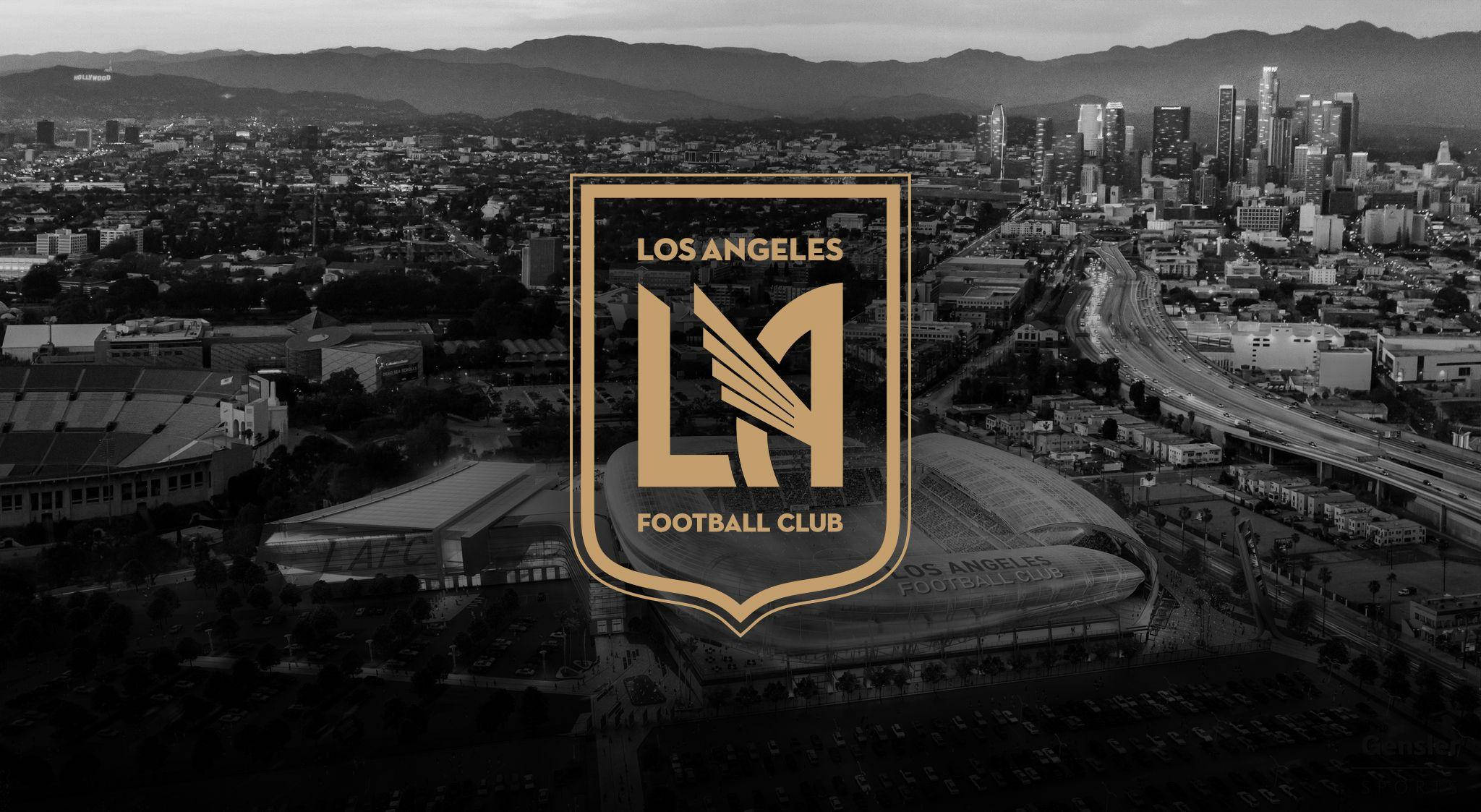 LAFC 標誌與黑白城市風采 壁紙
