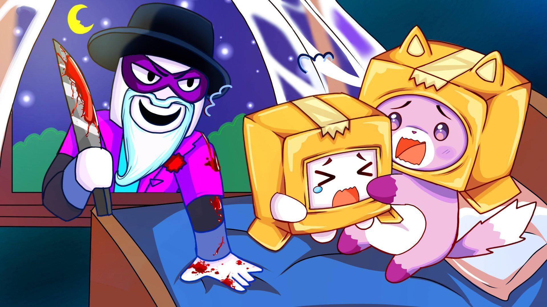 LankyBox Boxy Foxy 與恐怖 Larry 壁紙